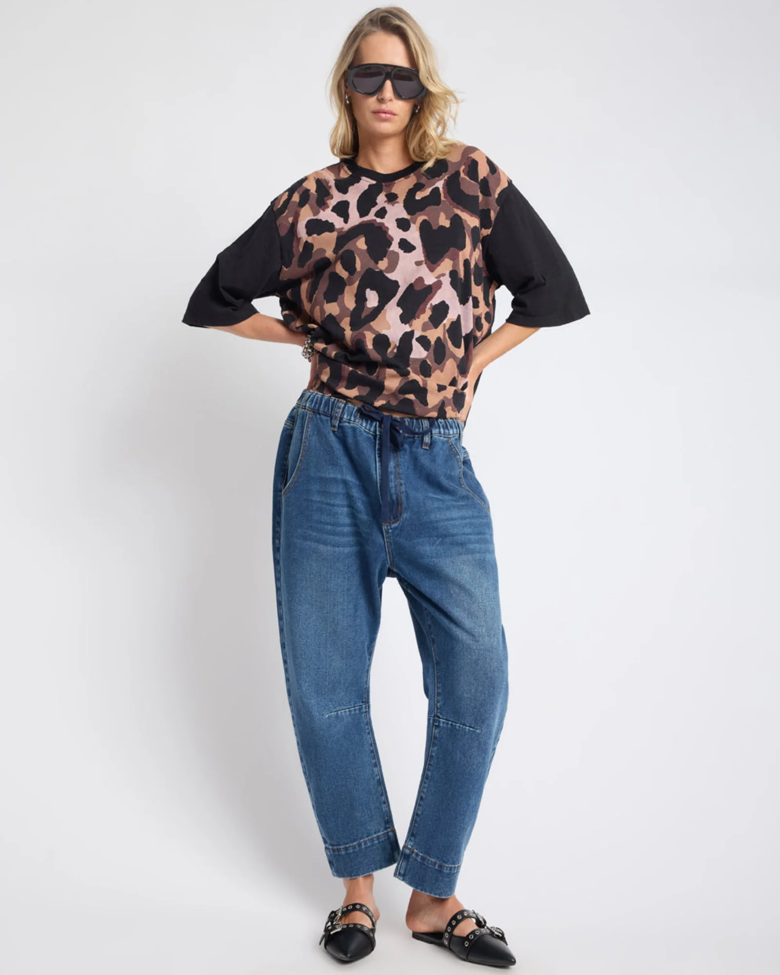 Outcasts Low Waist Drop Crotch Harem Denim Jeans - Rodeo Blue - Image 8