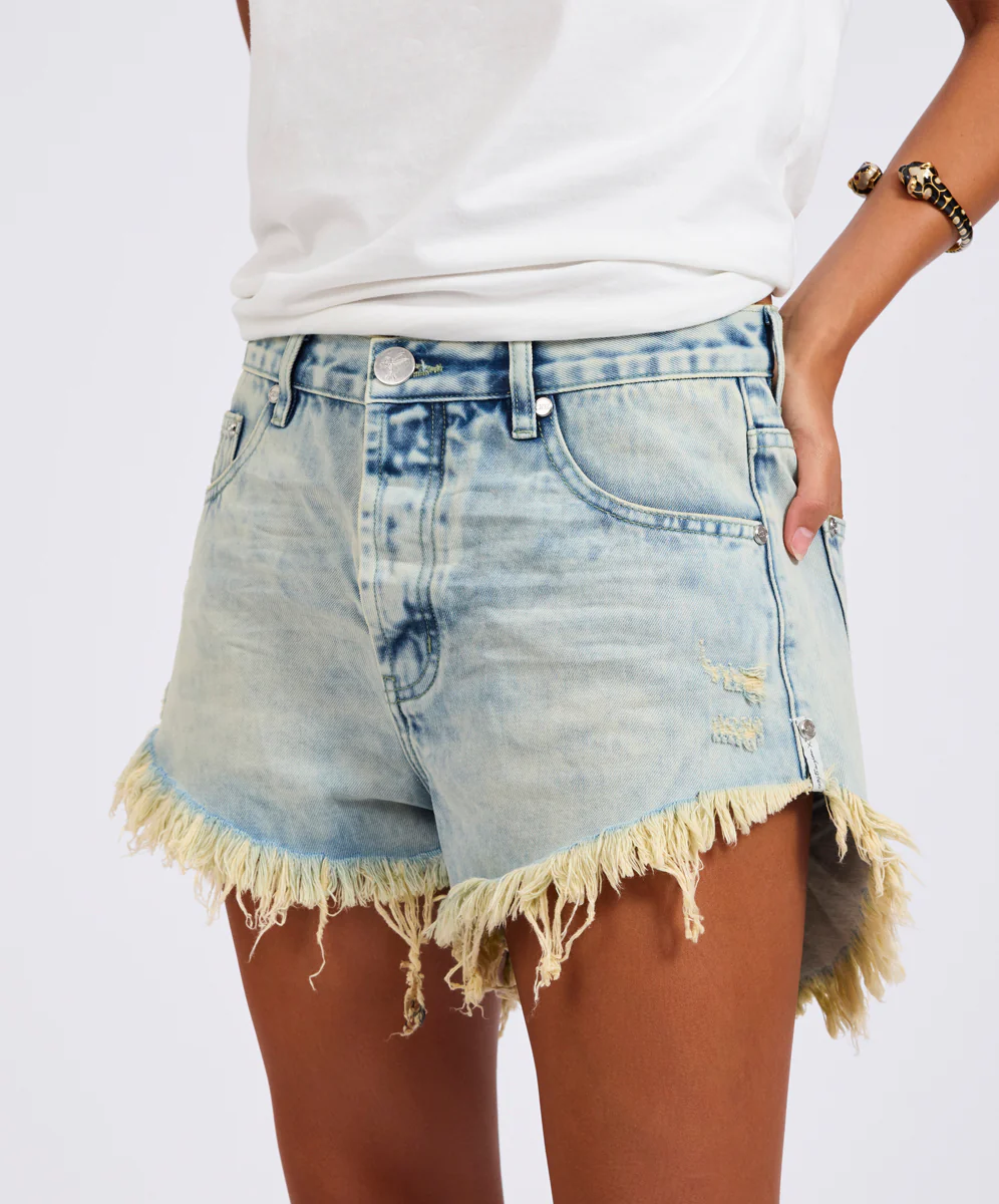 Outlaws Low Waist Mid Length Denim Shorts - Ambrosia Blue - Image 5