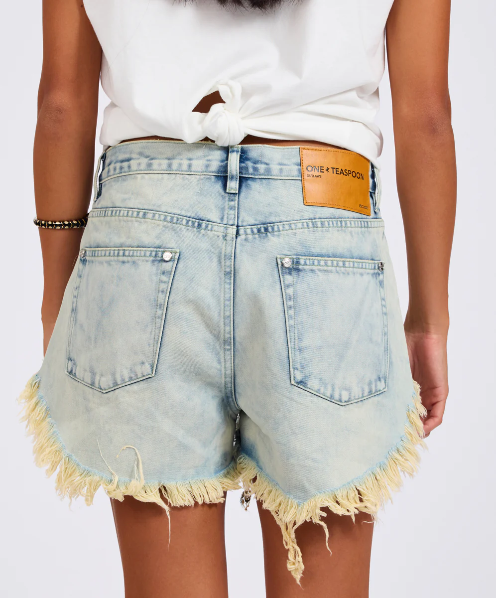 Outlaws Low Waist Mid Length Denim Shorts - Ambrosia Blue - Image 7