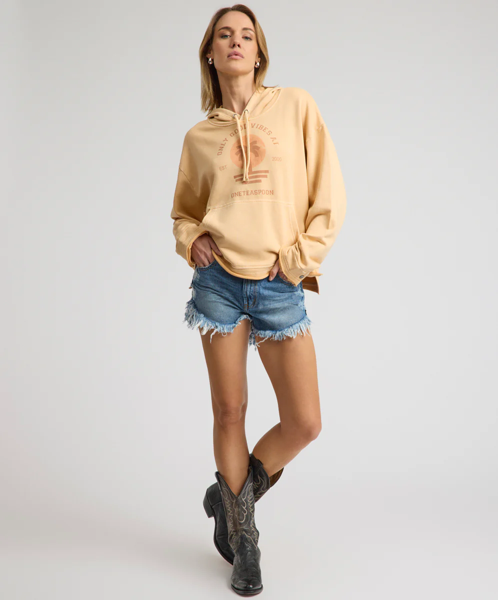 Outlaws Mid Waist Mid Length Denim Shorts - Badlands Blue