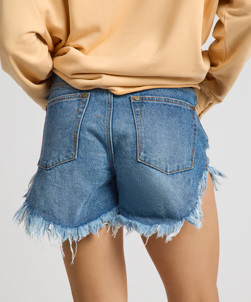 Outlaws Mid Waist Mid Length Denim Shorts - Badlands Blue - Image 5