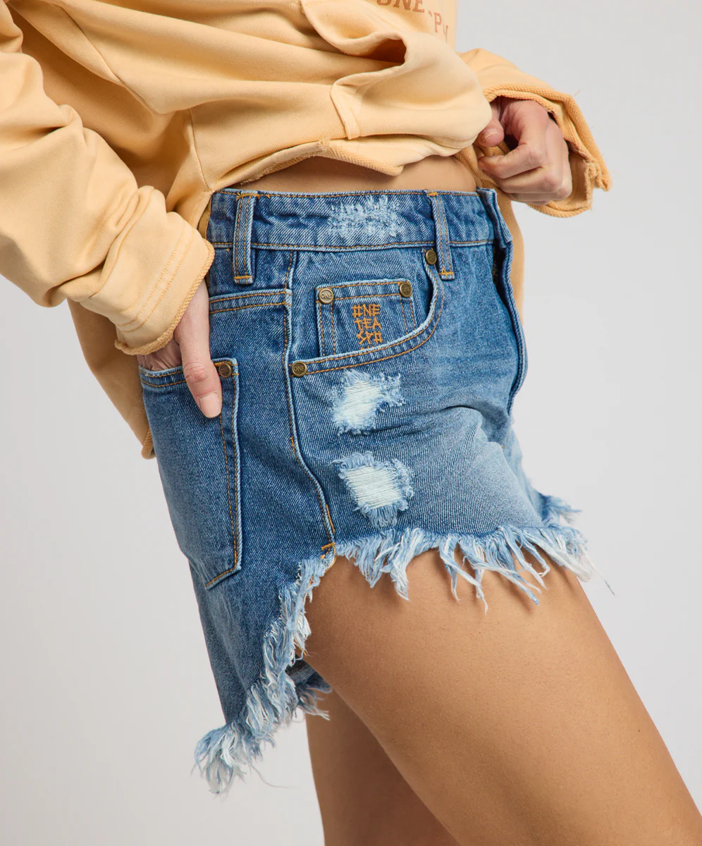 Outlaws Mid Waist Mid Length Denim Shorts - Badlands Blue - Image 8