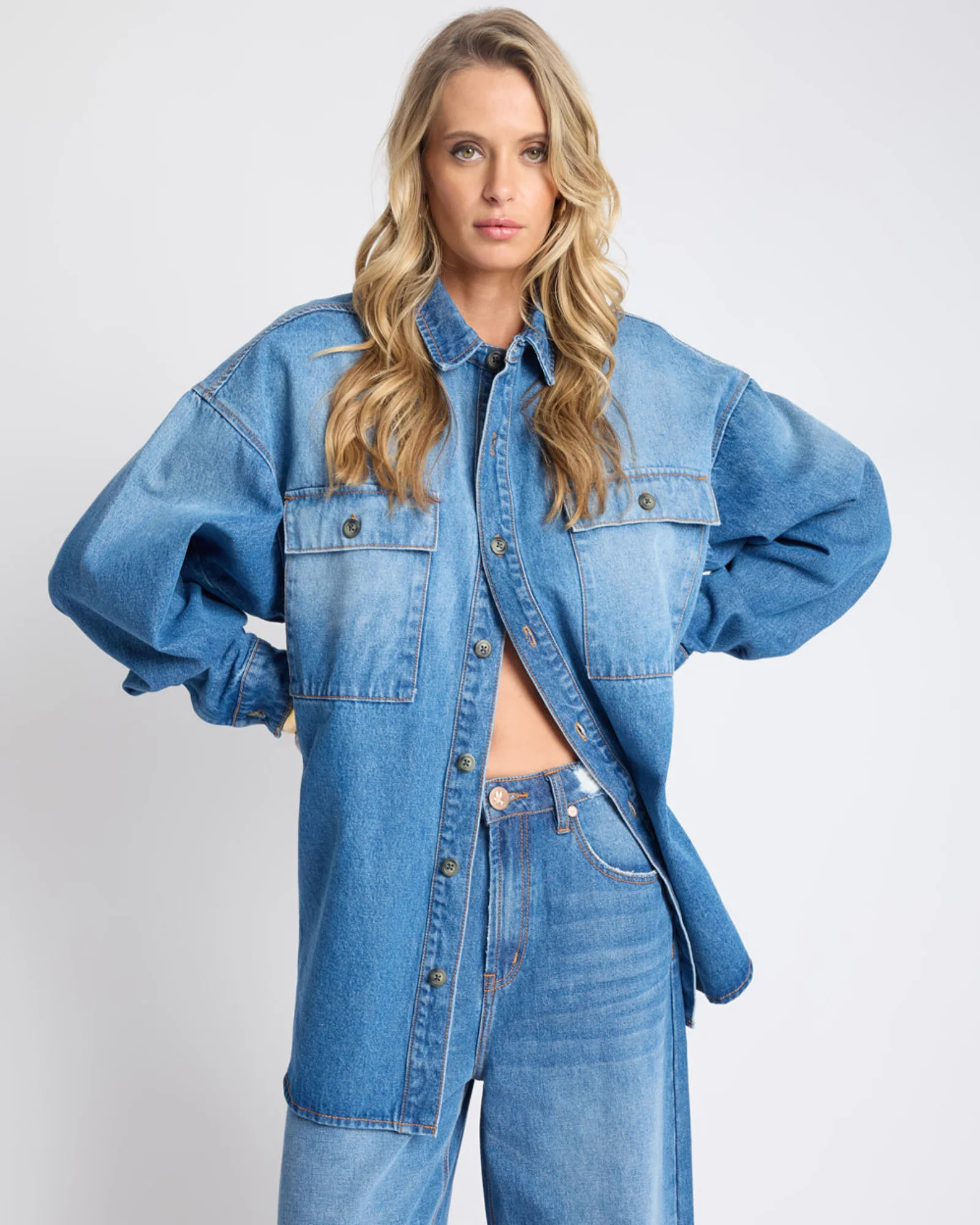 Oversized Denim Shirt - Pacifica Blue - Image 4