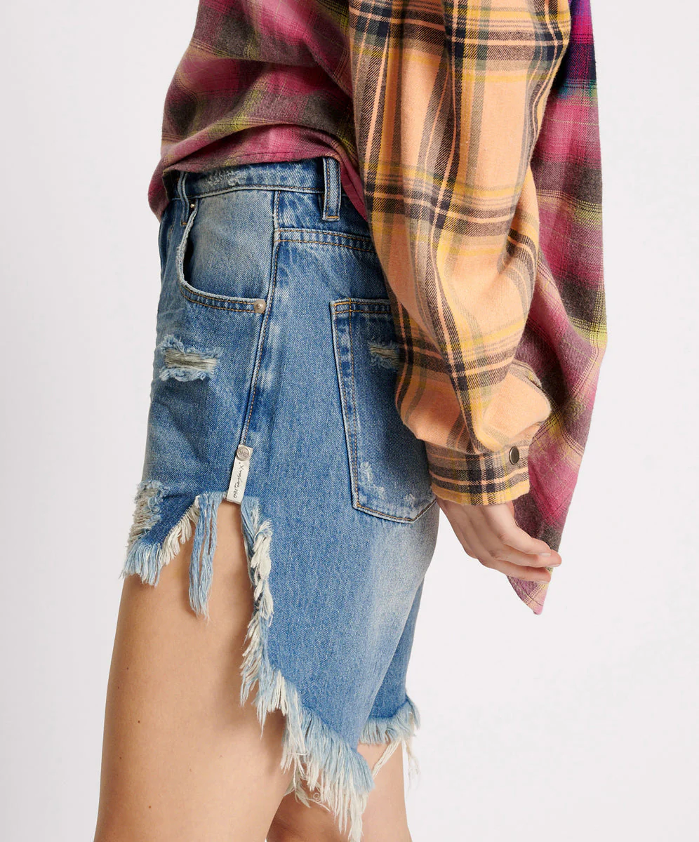 Frankies Low Waist Long Length Denim Shorts - Pacifica - Image 3