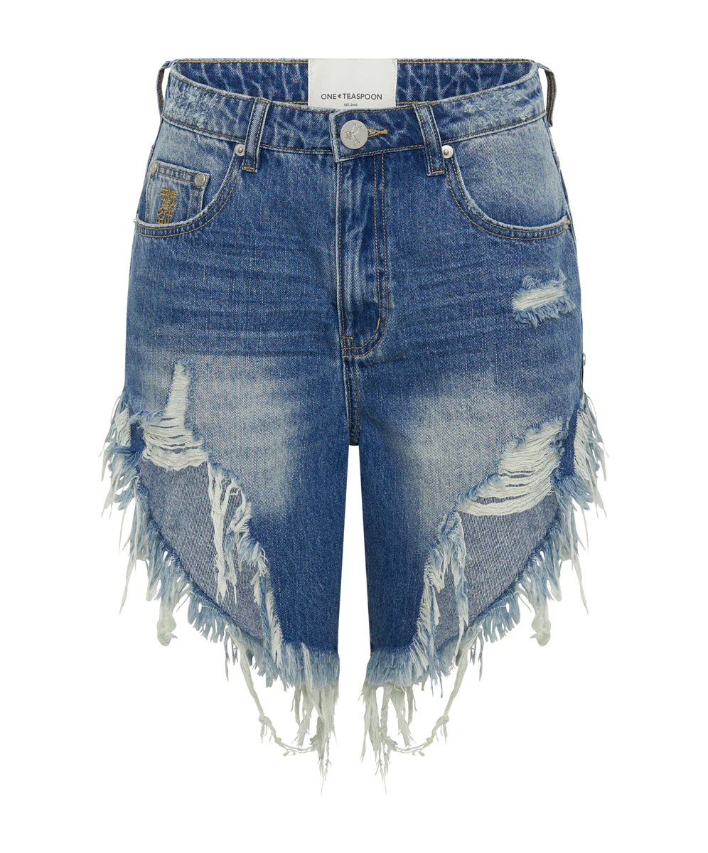 Frankies Low Waist Long Length Denim Shorts - Pacifica - Image 6