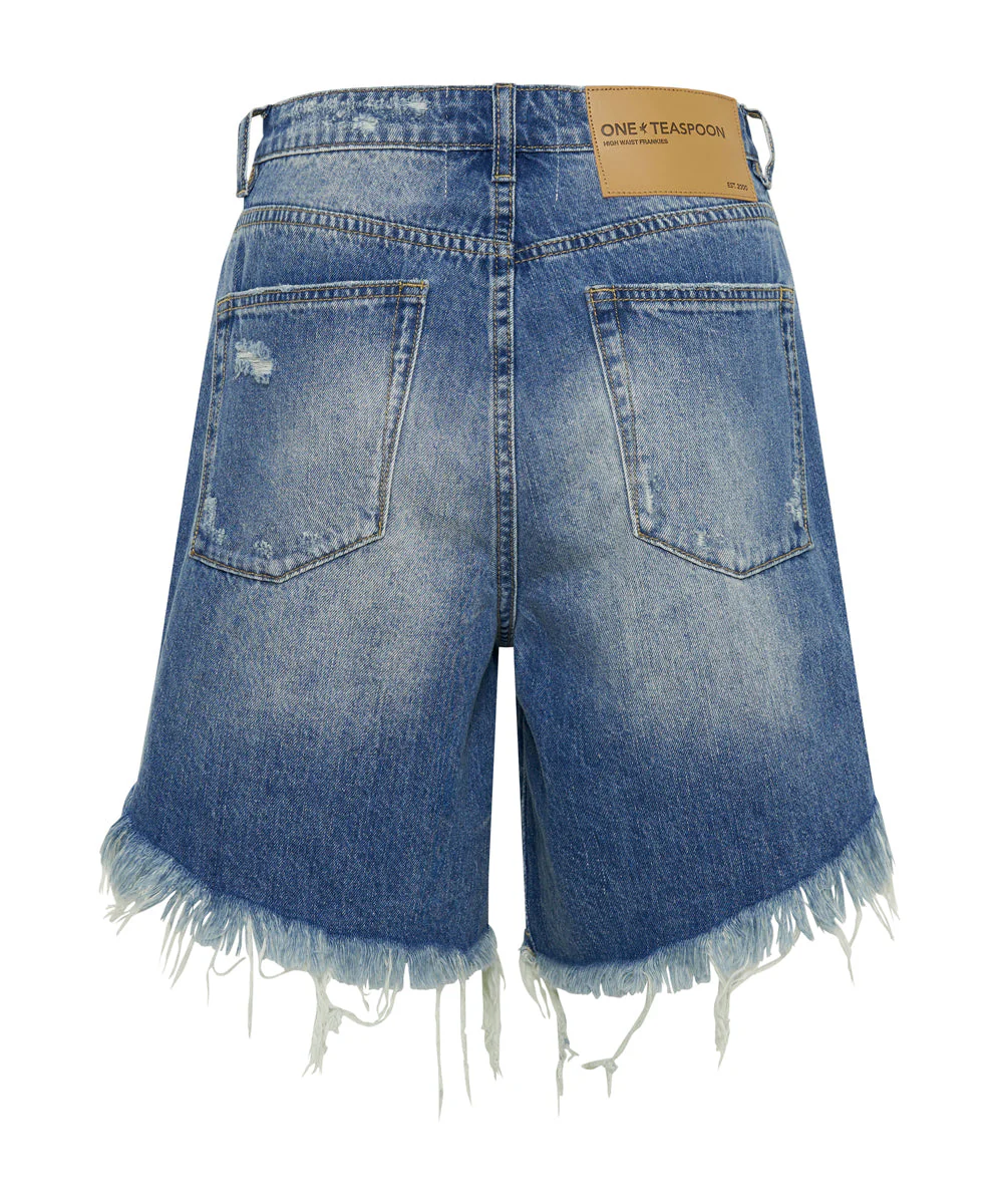 Frankies Low Waist Long Length Denim Shorts - Pacifica - Image 7