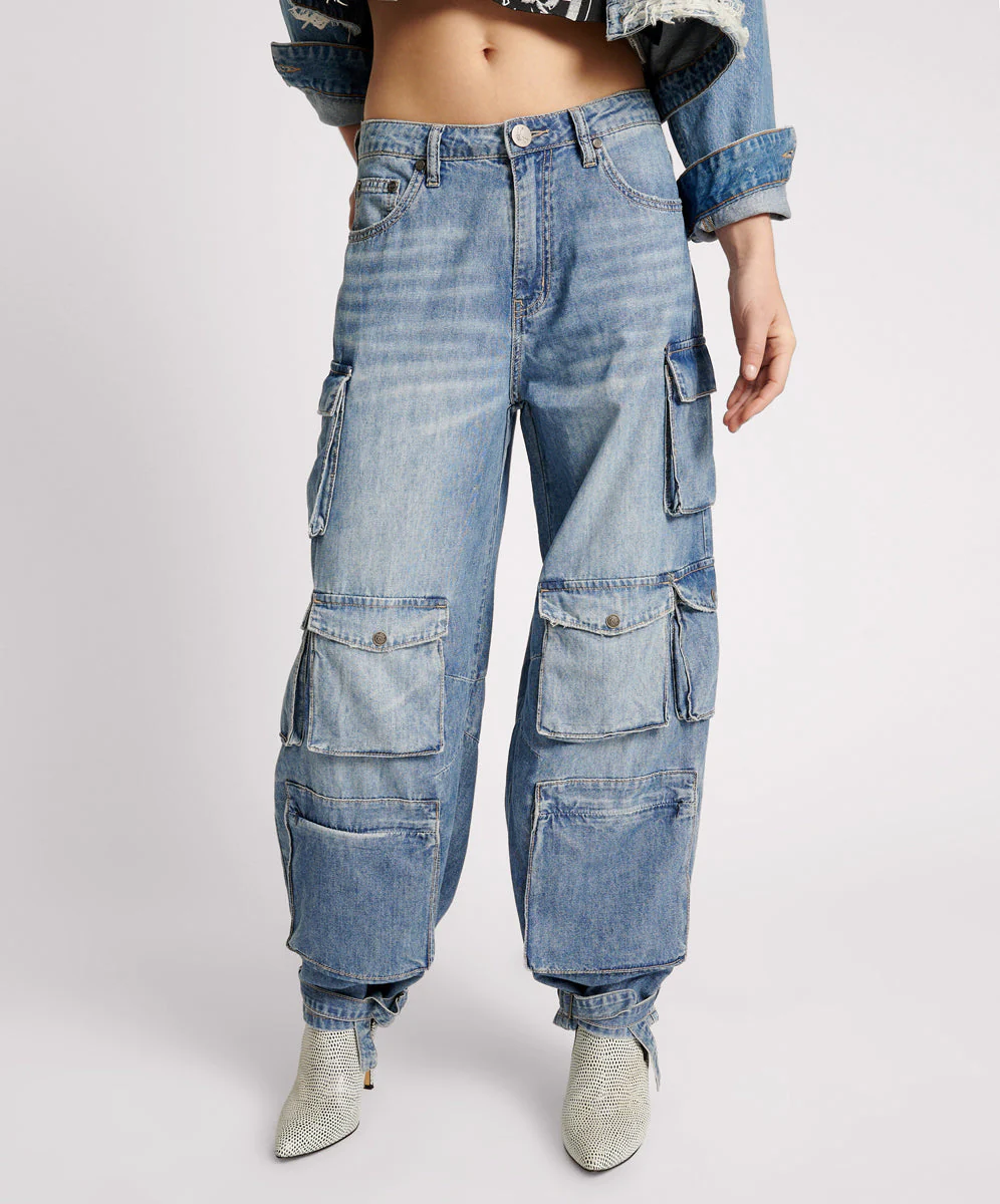 Epic Cargo High Waist Denim Jeans - Pacifica - Image 2