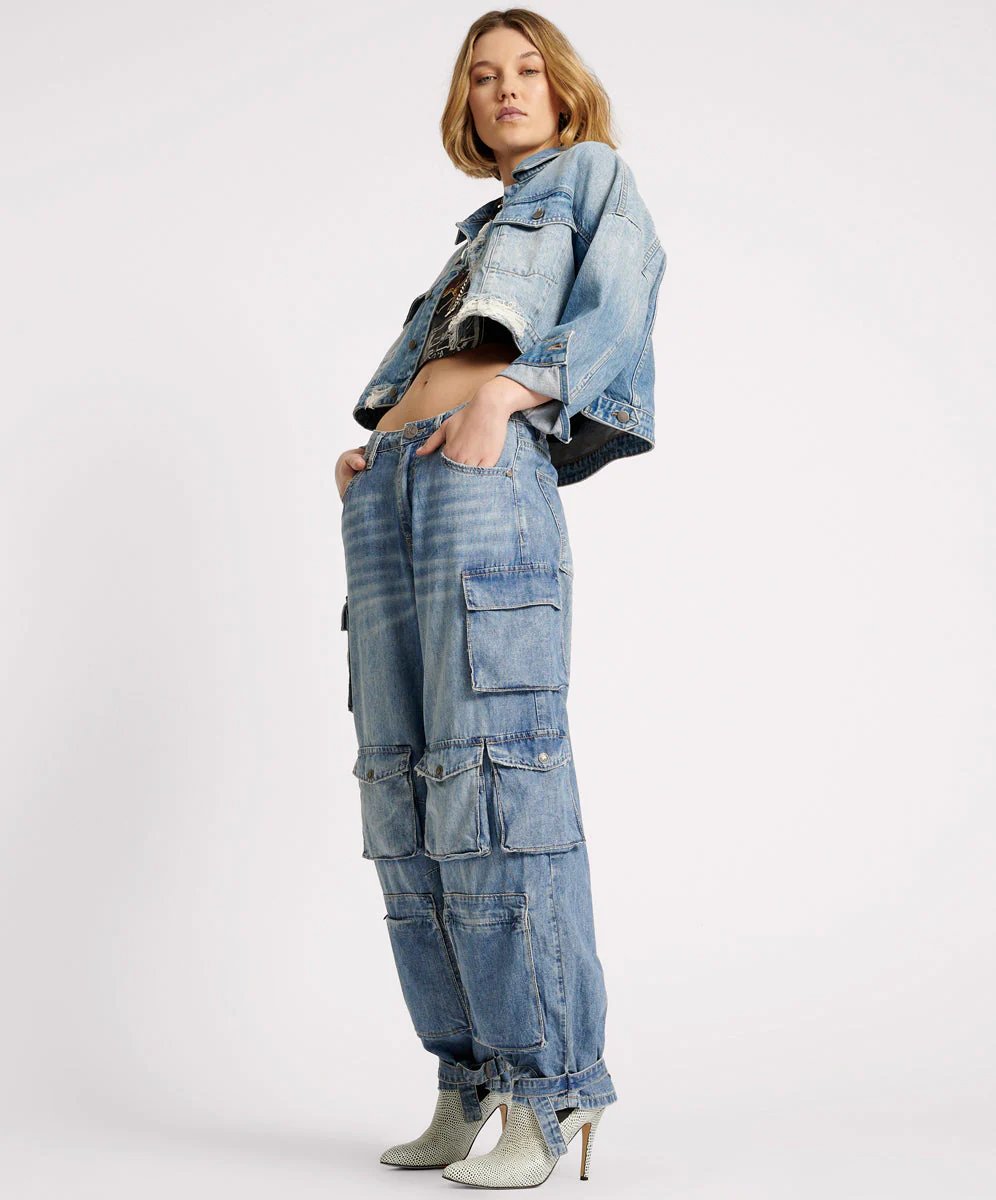 Epic Cargo High Waist Denim Jeans - Pacifica - Image 3