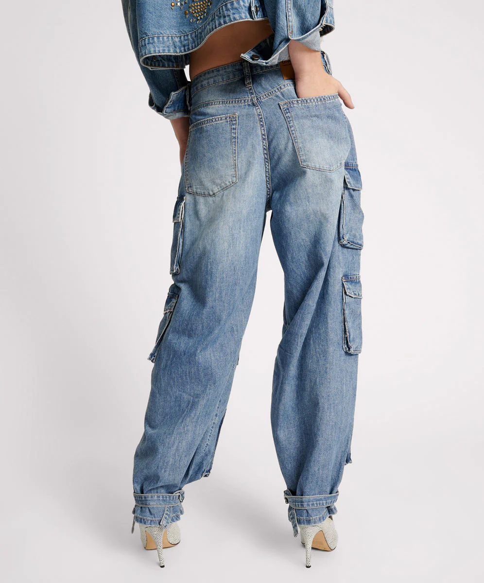 Epic Cargo High Waist Denim Jeans - Pacifica - Image 4