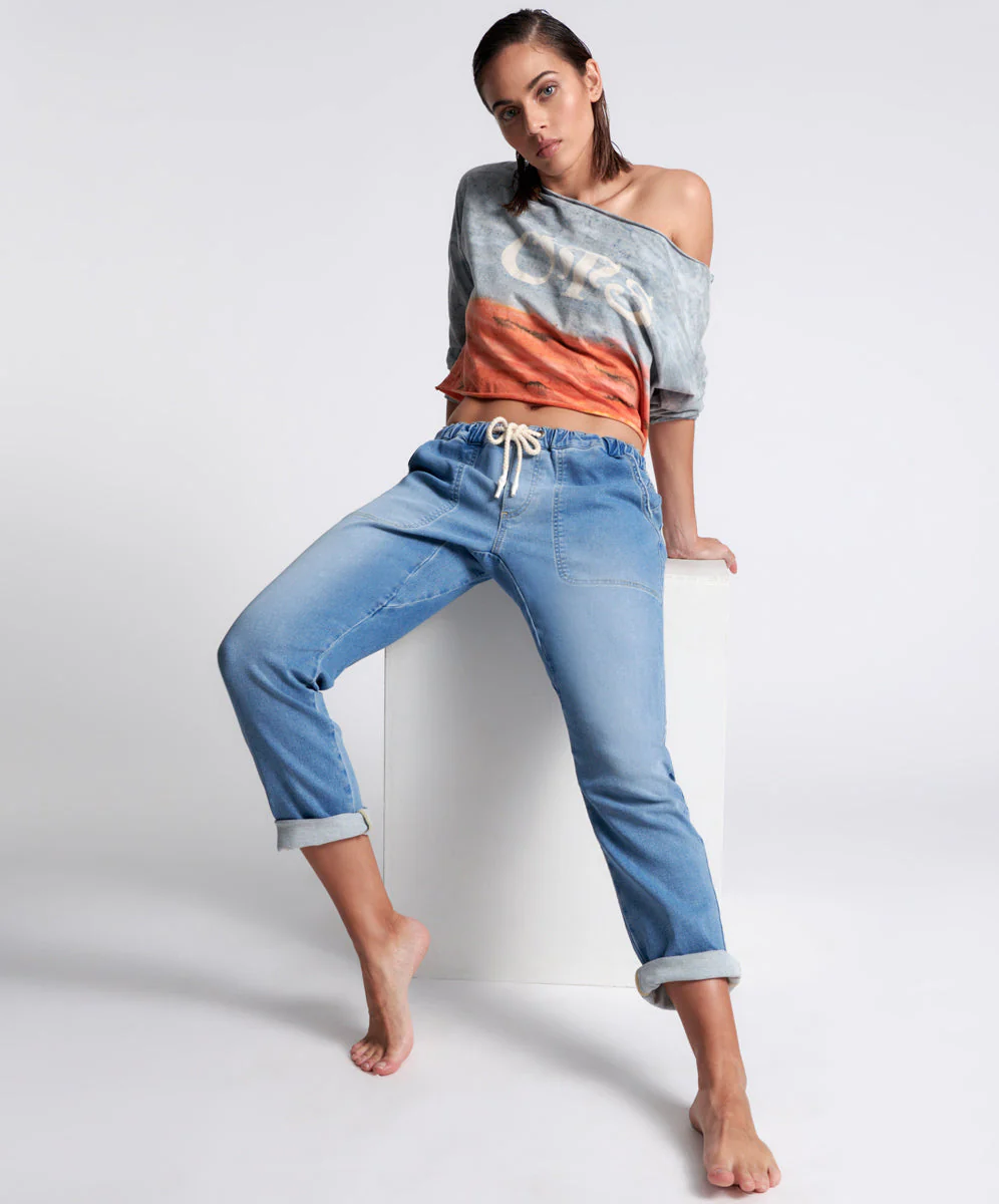 PACIFICA LUXE STRETCH SHABBIES DRAWSTRING BOYFRIEN