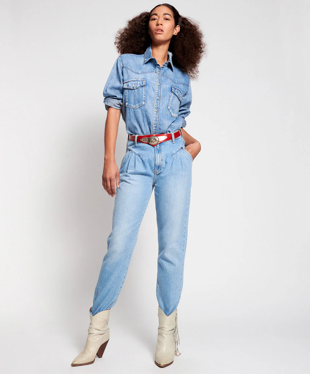 Streetwalkers High Waist Straight Leg Trouser Denim Jeans - Pacifica