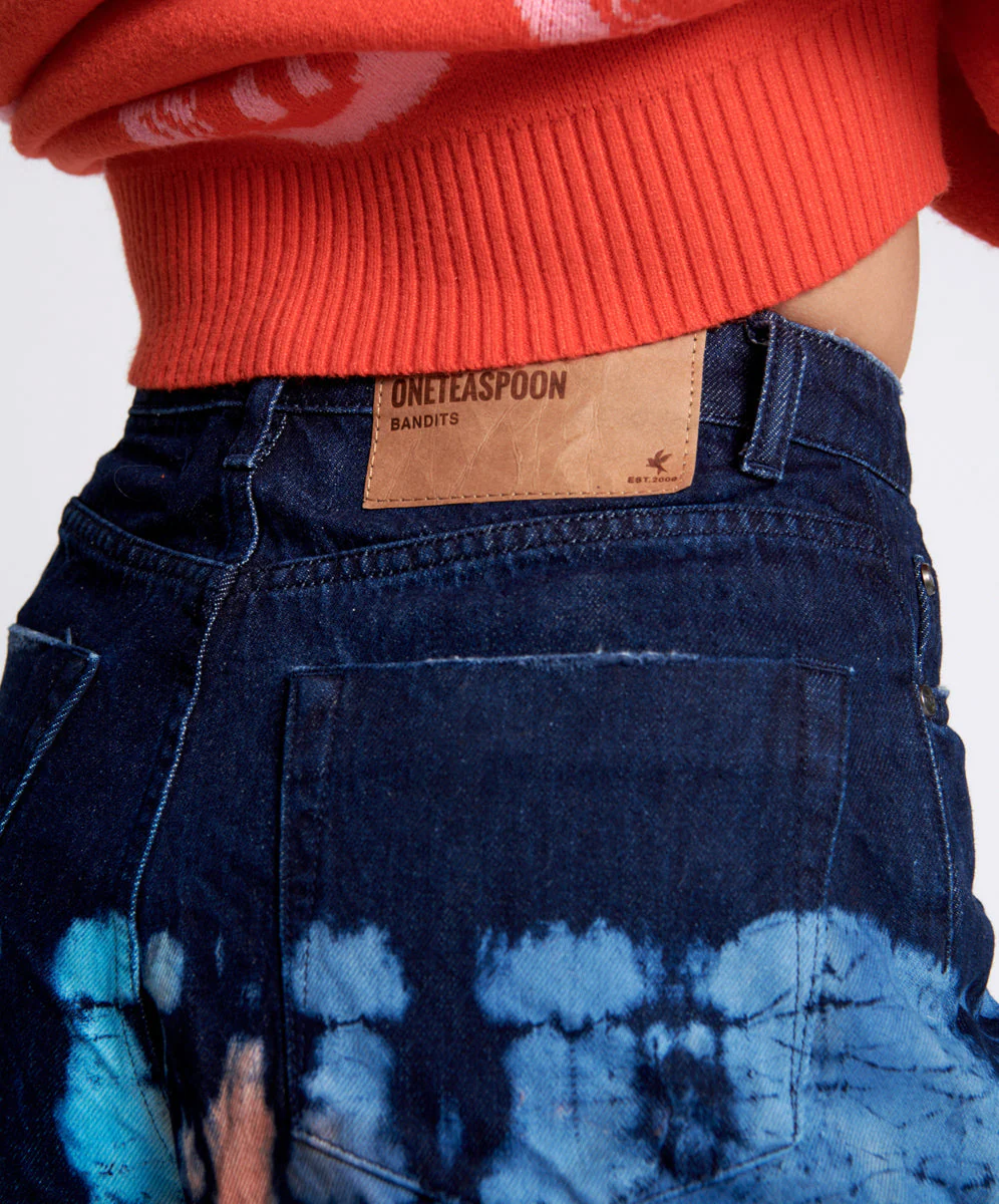 Bandits High Waist Denim Shorts - Paint Dipped Blue - Image 5