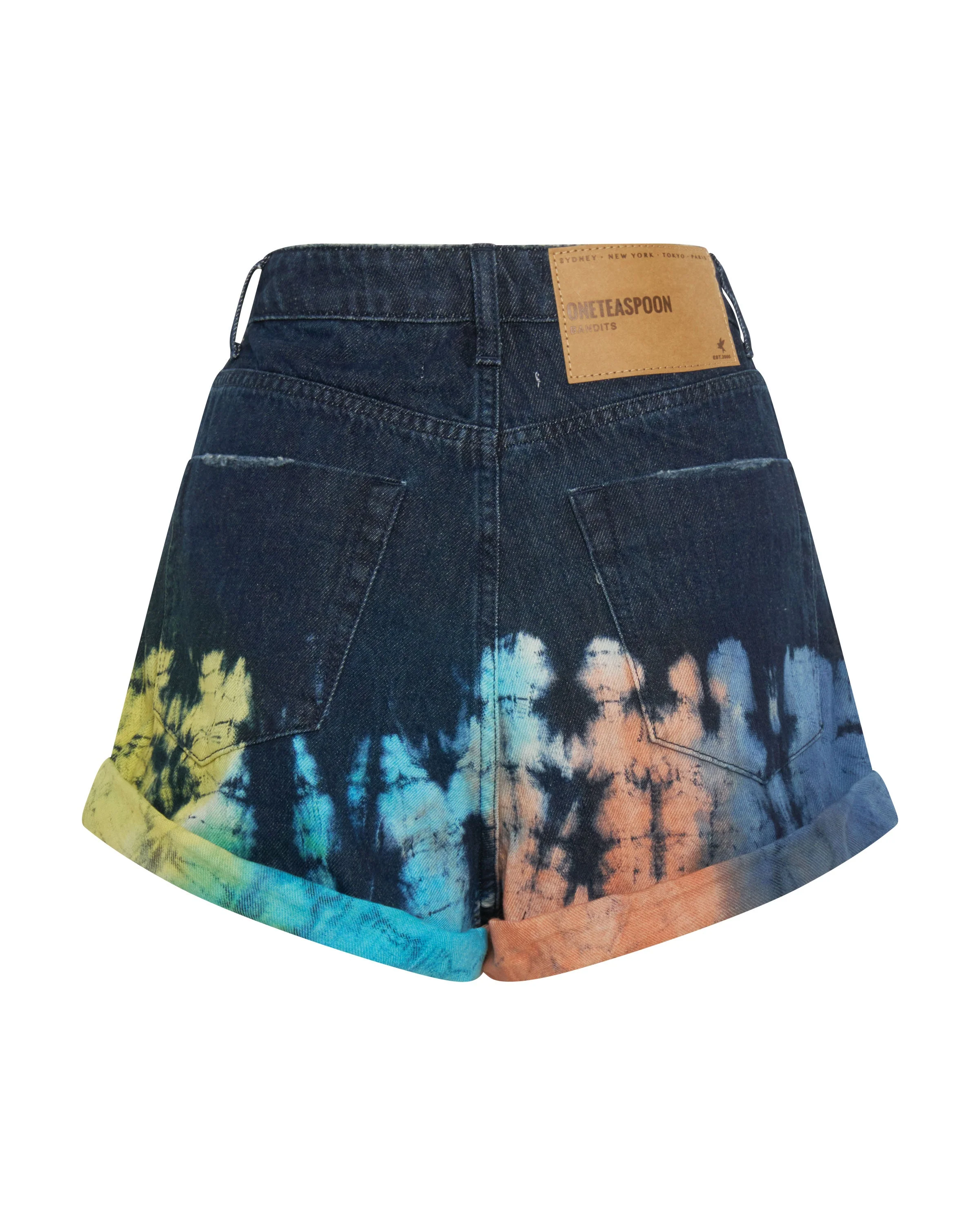 Bandits High Waist Denim Shorts - Paint Dipped Blue - Image 7