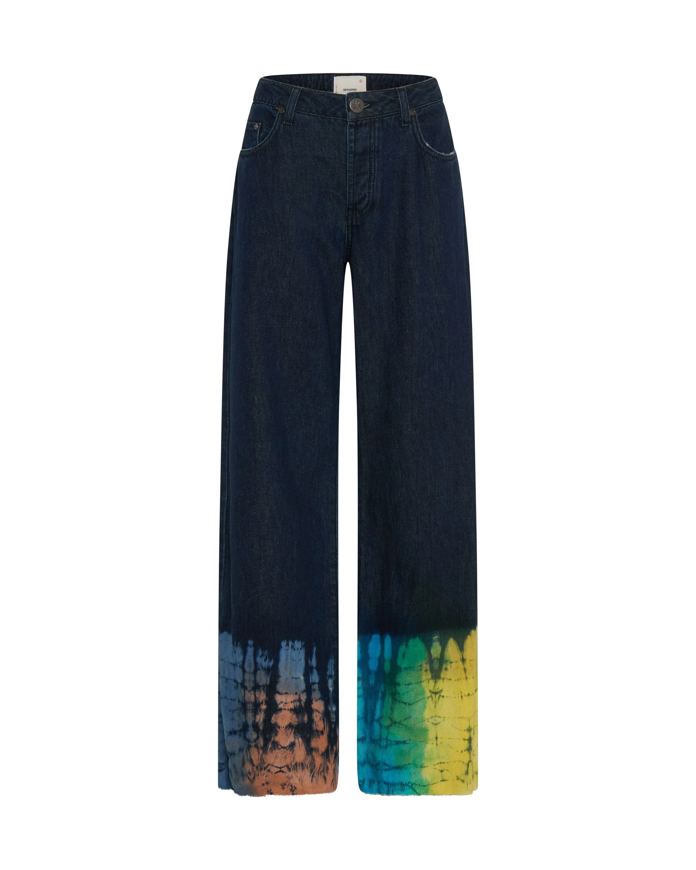 Jackson Mid Waist Wide Leg Denim Jeans - Paint Dipped - Image 5