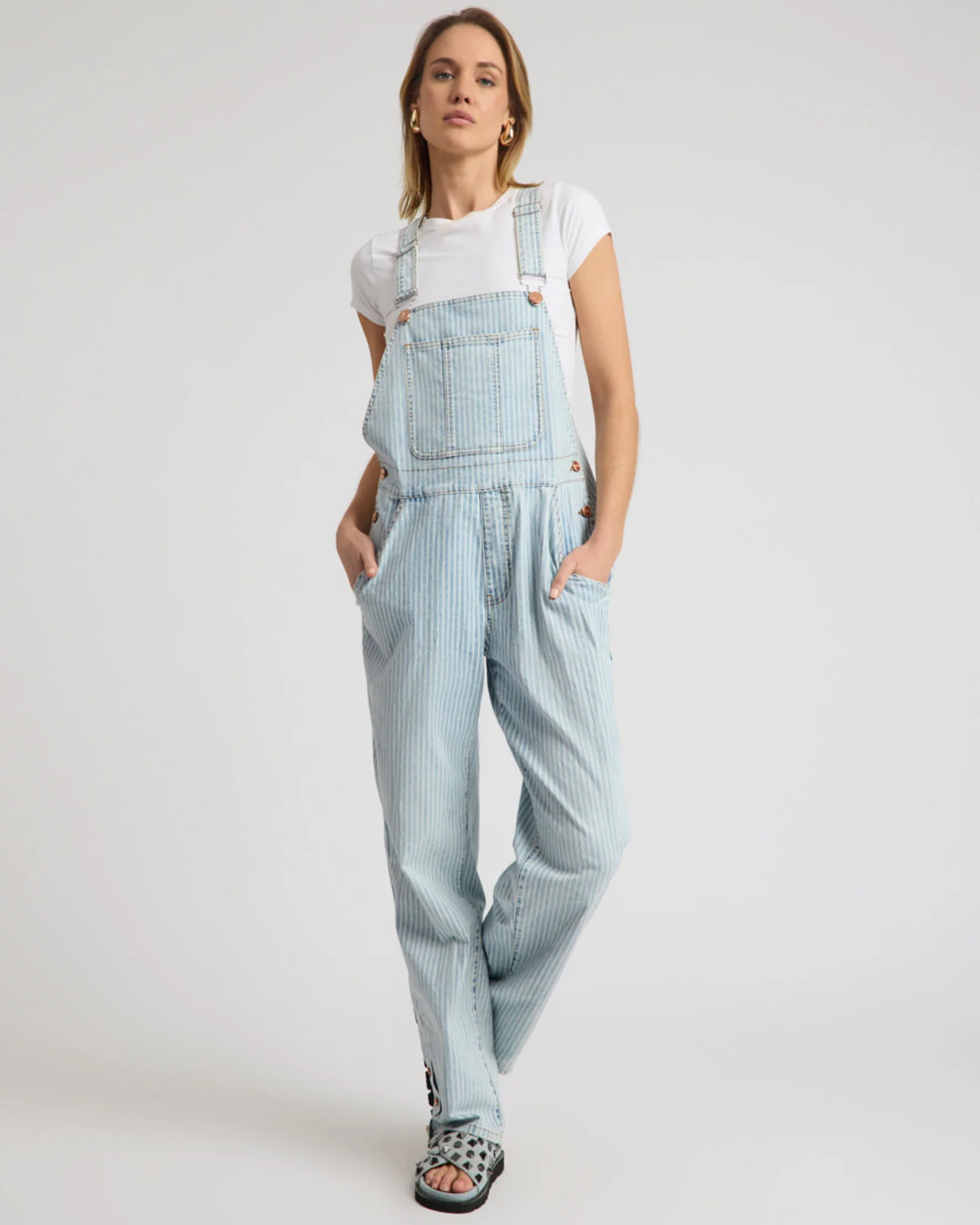 Painters Classic Long Length Denim Overalls - Summer Stripe