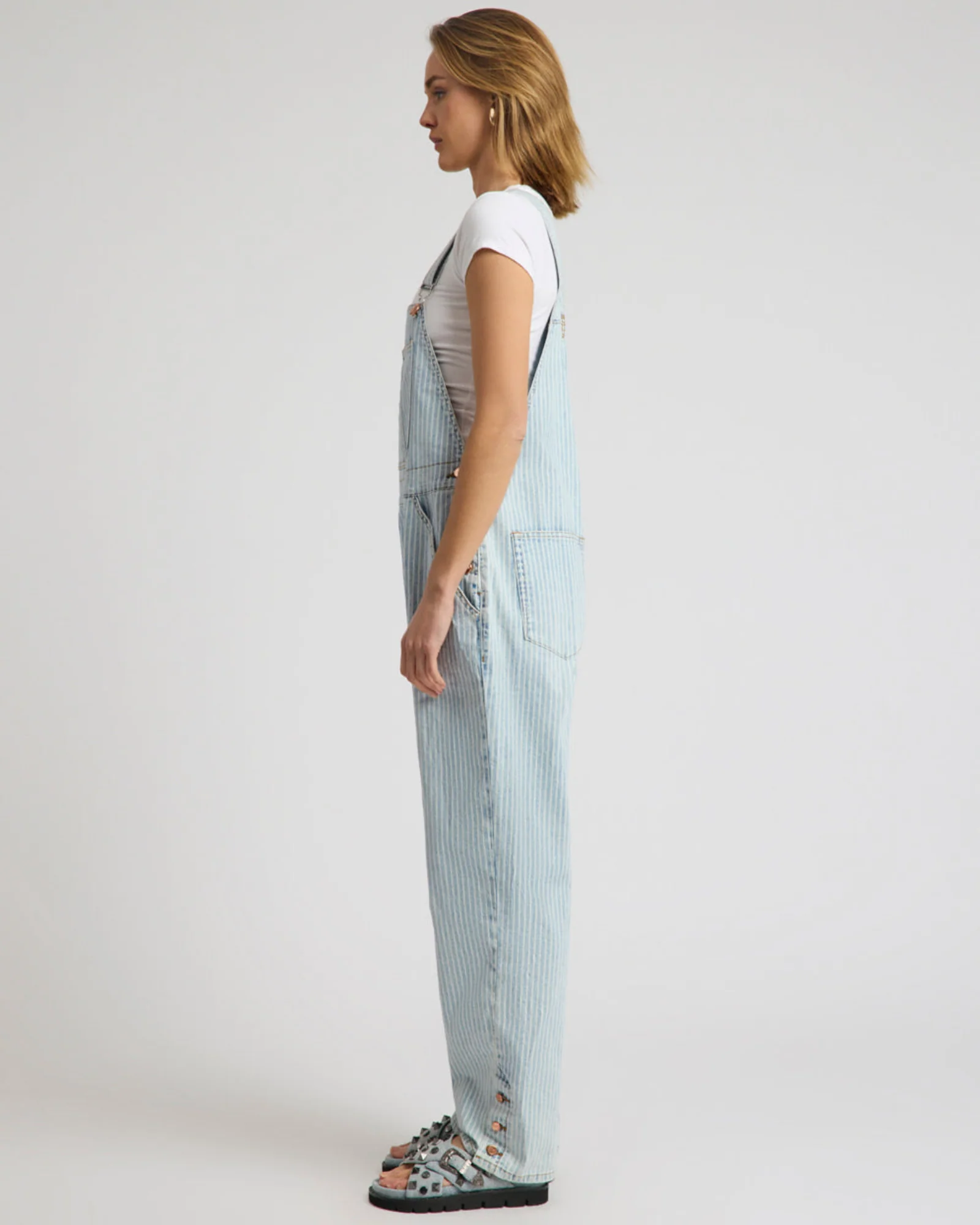 Painters Classic Long Length Denim Overalls - Summer Stripe - Image 5