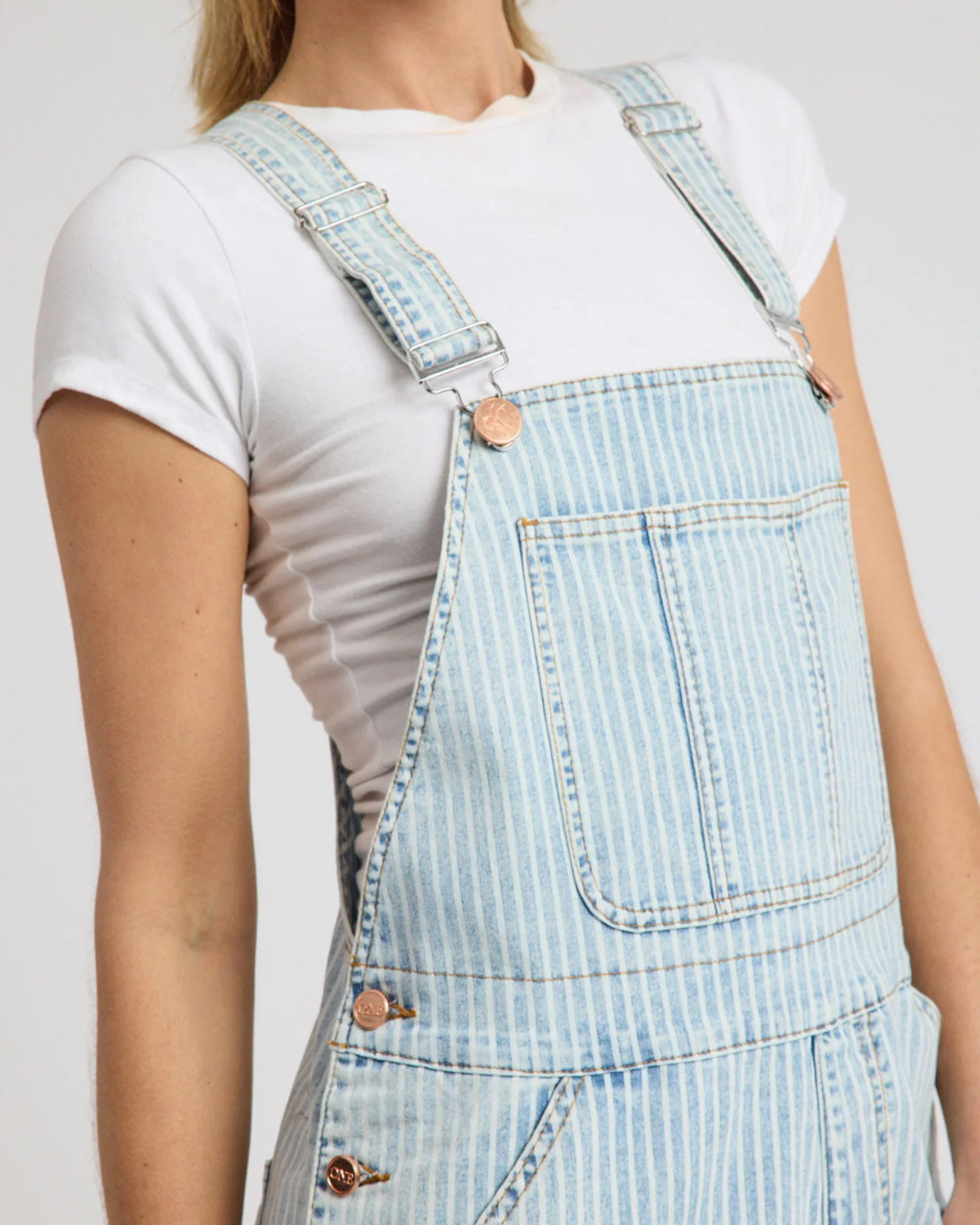Painters Classic Long Length Denim Overalls - Summer Stripe - Image 8