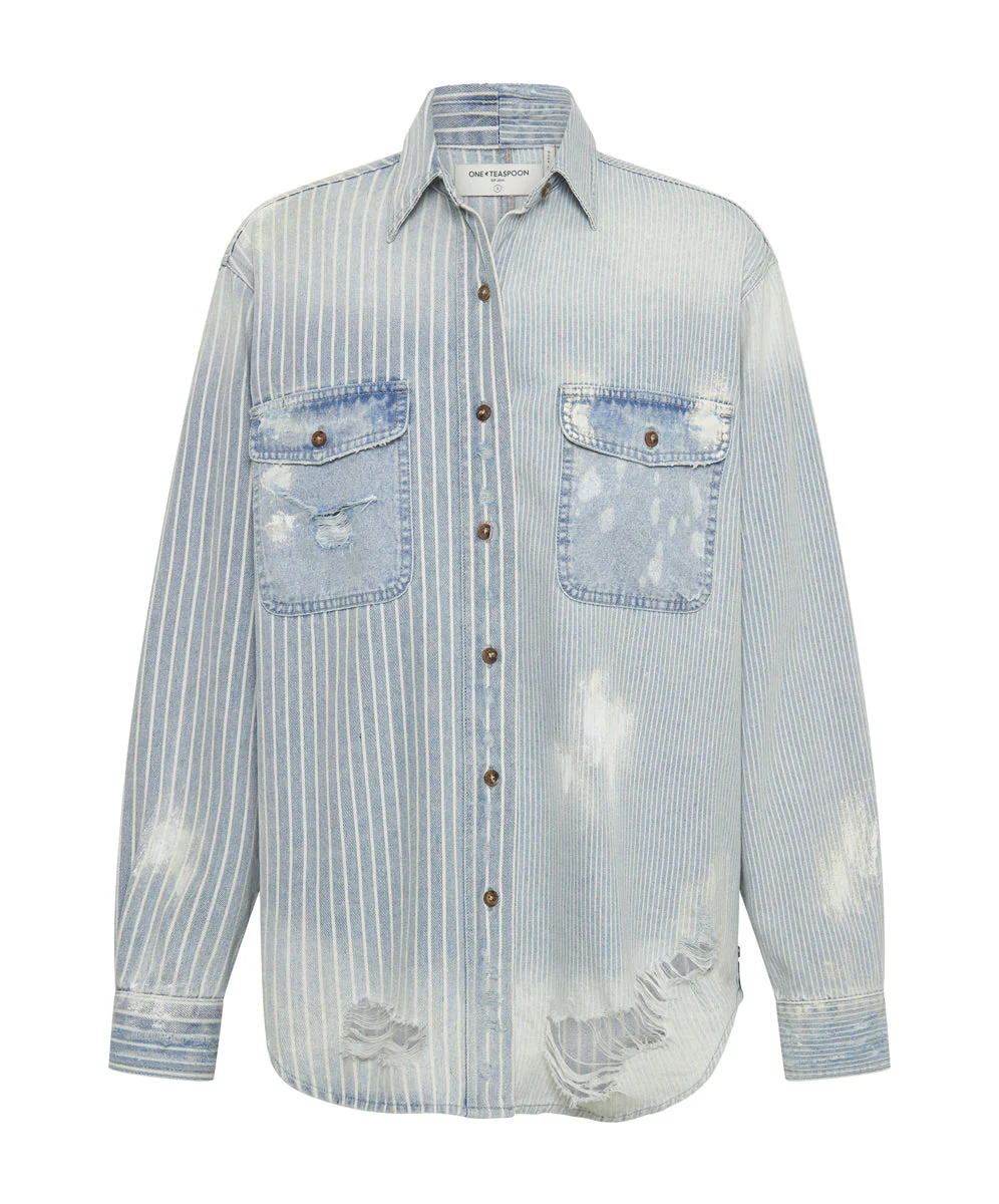 Everyday Denim Shirt - Painters Stripe - Image 6