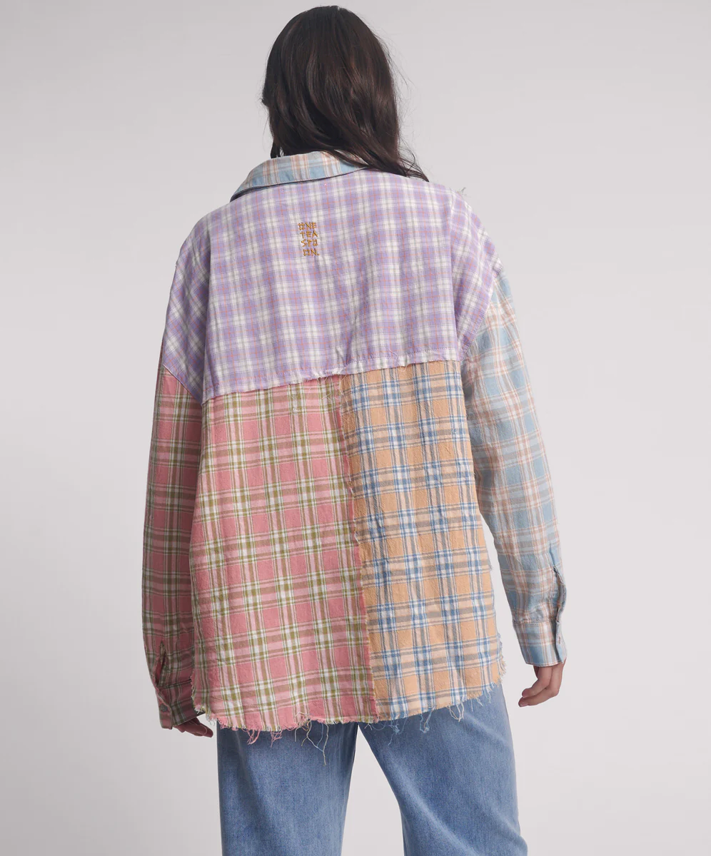 Patchwork Cotton Check Shirt - Checked Print - Image 5
