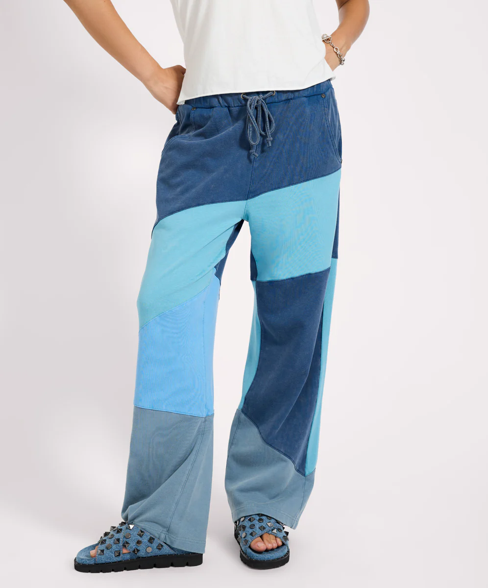 PATCHWORK WIDE LEG FLEECE SWEATPANTS - Image 3