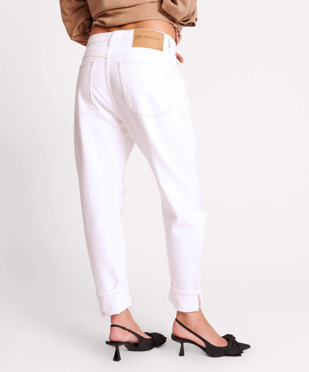 Saints Low Waist Boyfriend Denim Jeans - Pearl - Image 4