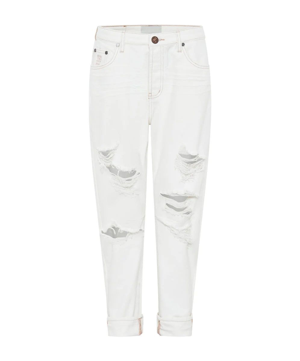 Saints Low Waist Boyfriend Denim Jeans - Pearl - Image 6