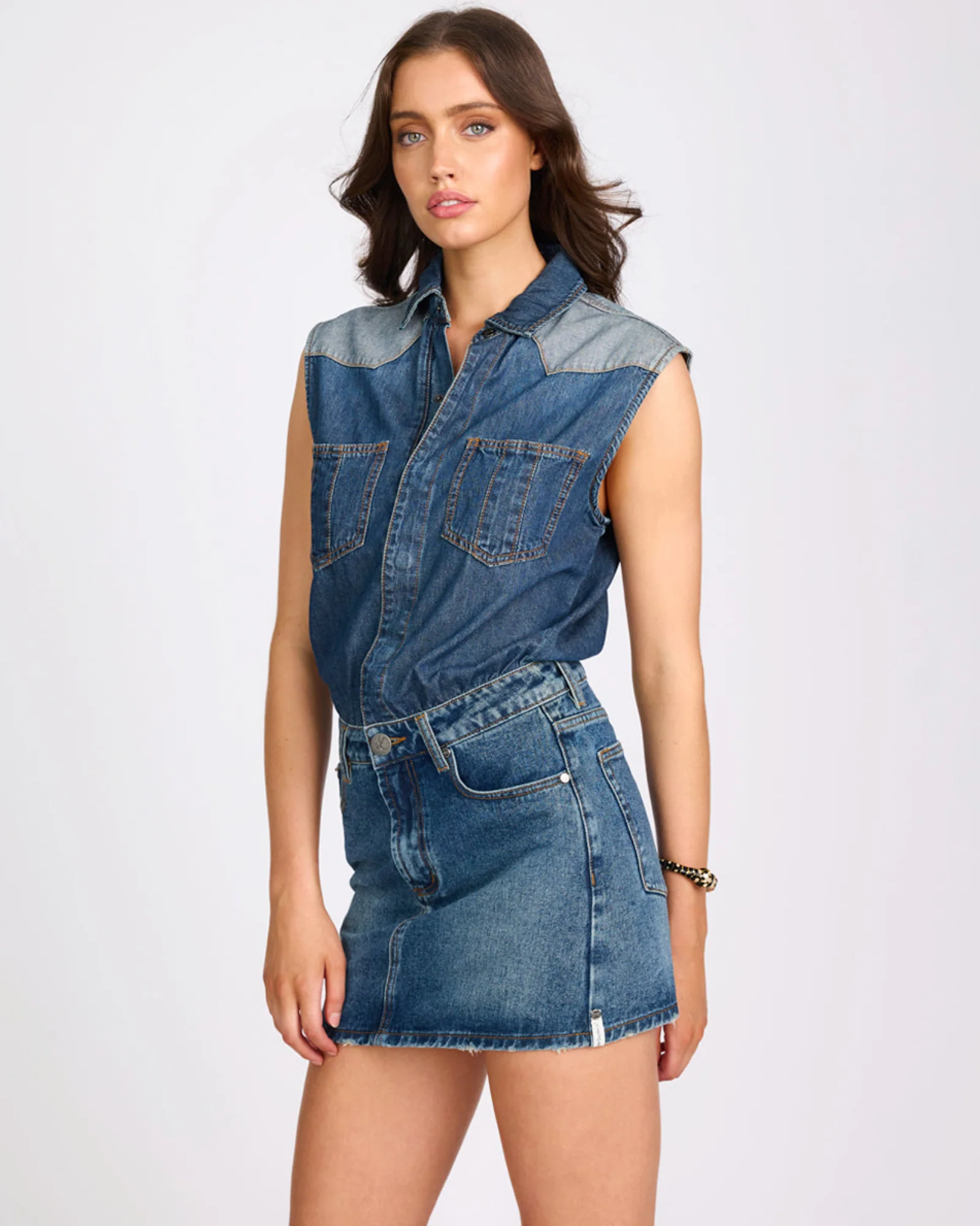 Sloane Mini Denim Dress - Phoenix Blue - Image 4