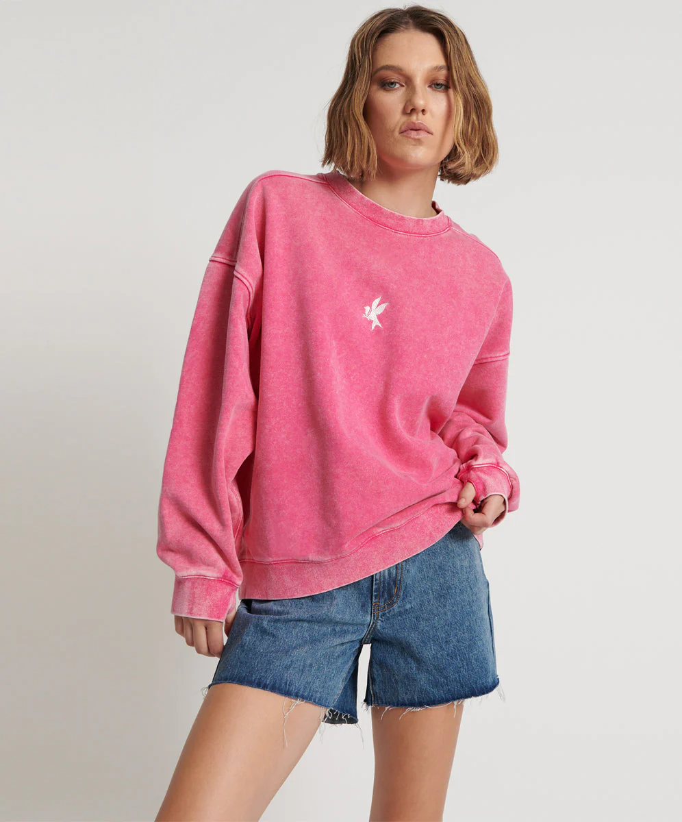 PINK BOWER BIRD RETRO SWEATER