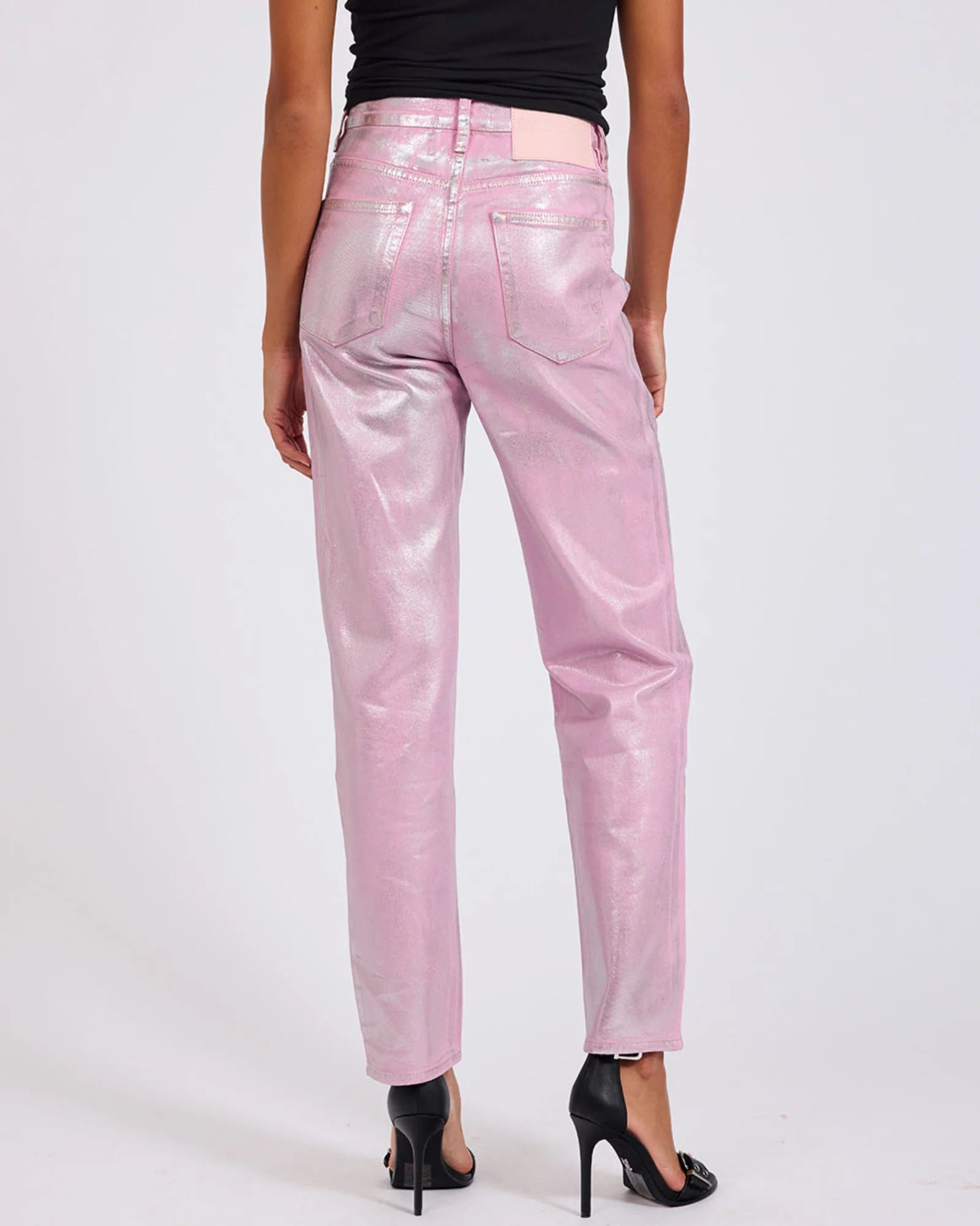 Awesome Baggies High Waist Straight Leg Denim Jeans- Pink Envy Foil - Image 5