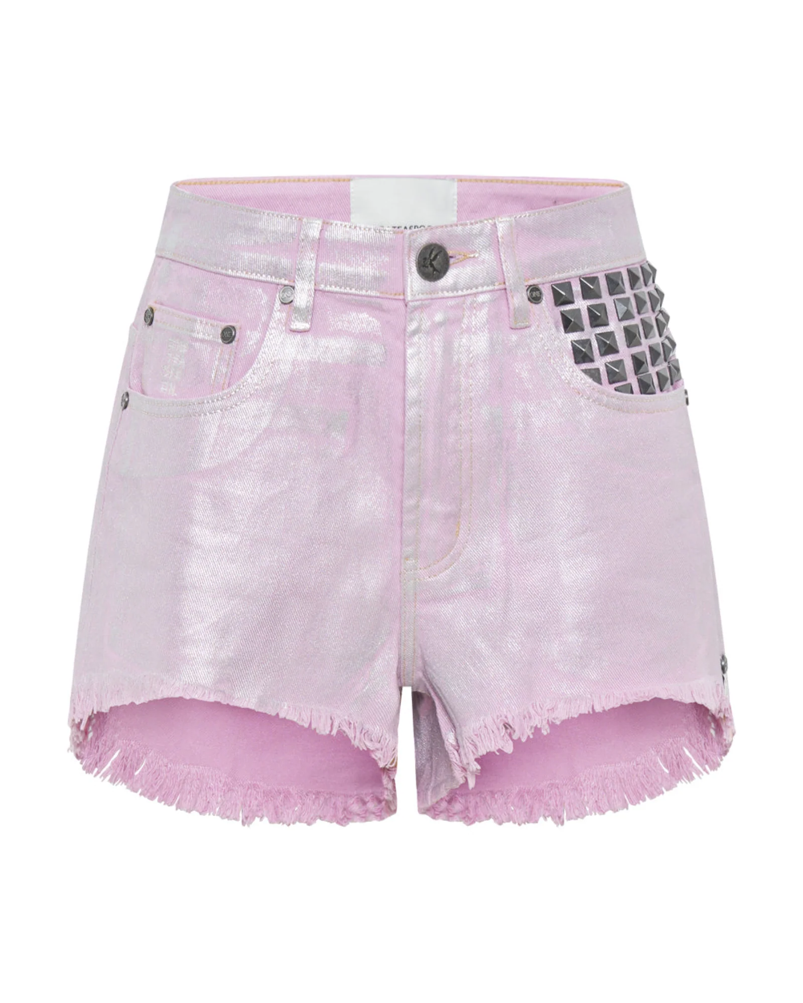 PINK ENVY FOIL BONITAS HIGH WAIST DENIM SHORTS - Image 6