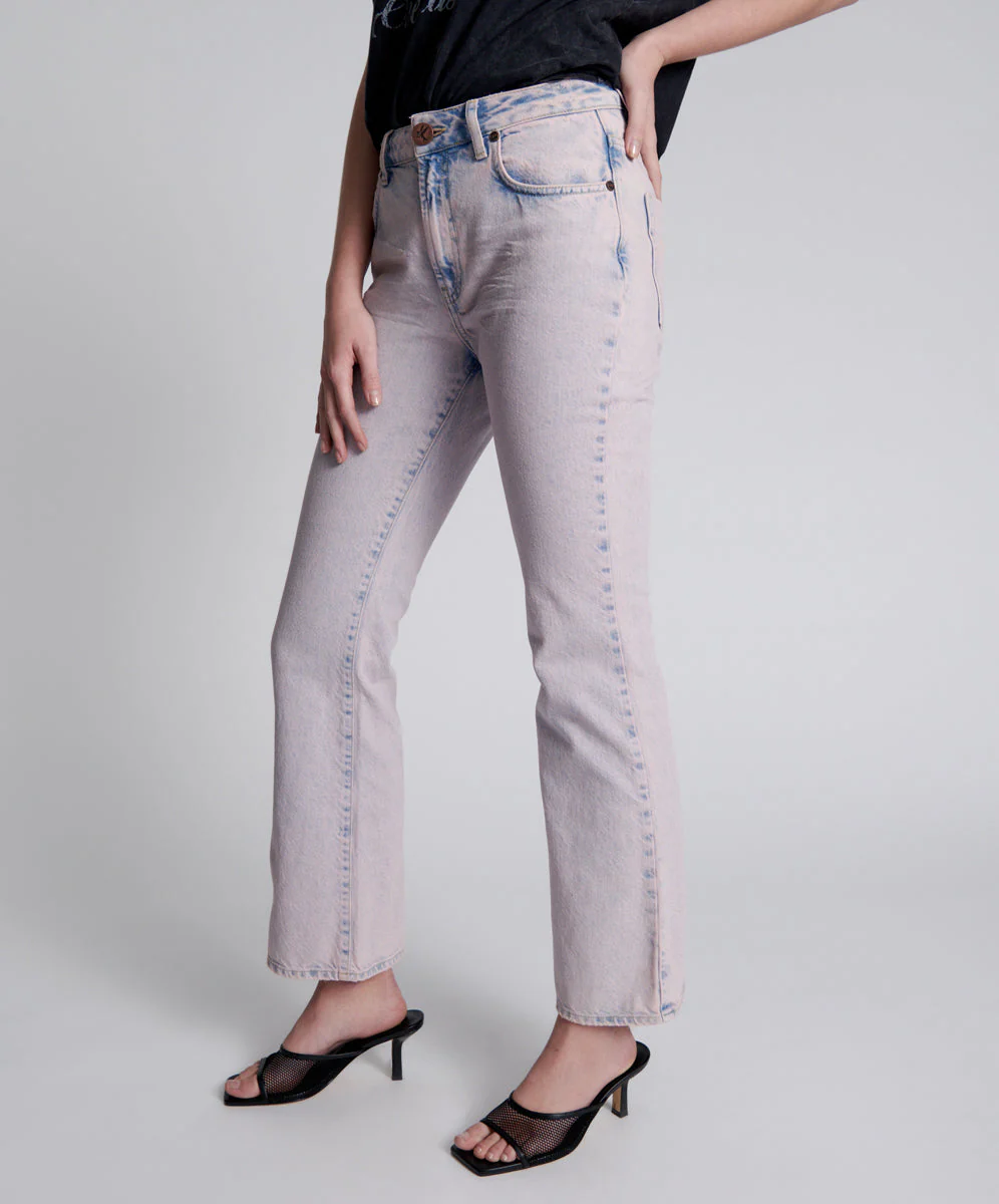 Charlie High Waist Slim Flared Denim Jeans - Pink Haze - Image 3