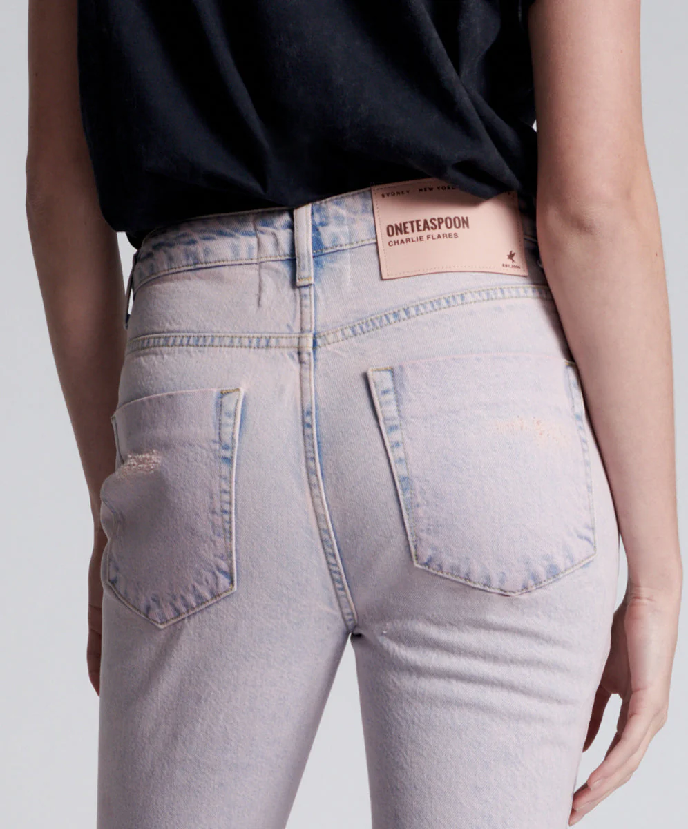 Charlie High Waist Slim Flared Denim Jeans - Pink Haze - Image 5