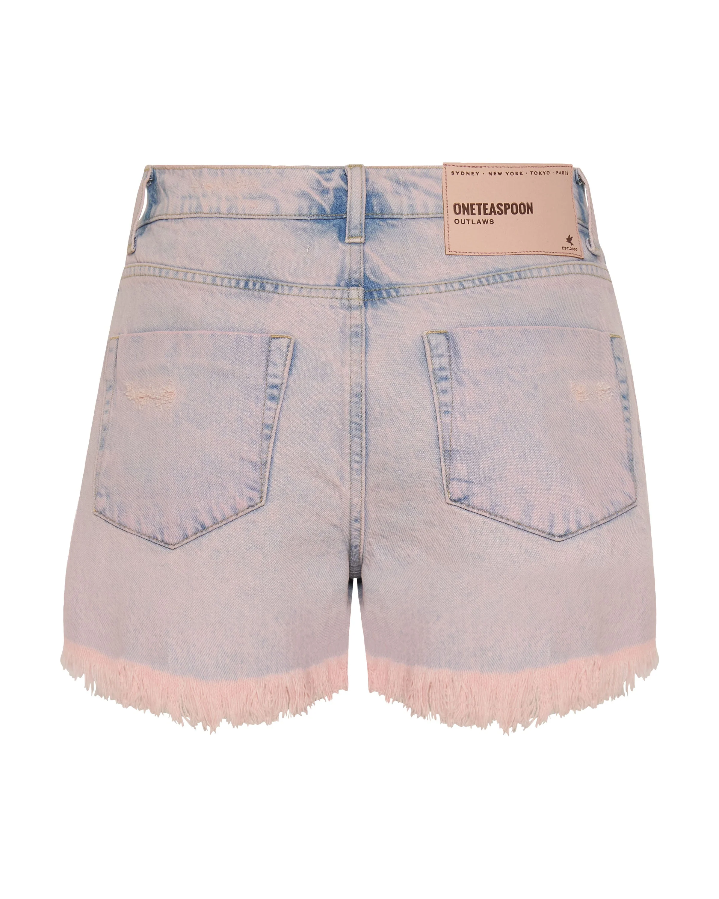 Outlaws Low Waist Mid Length Denim Shorts - Pink Haze - Image 7