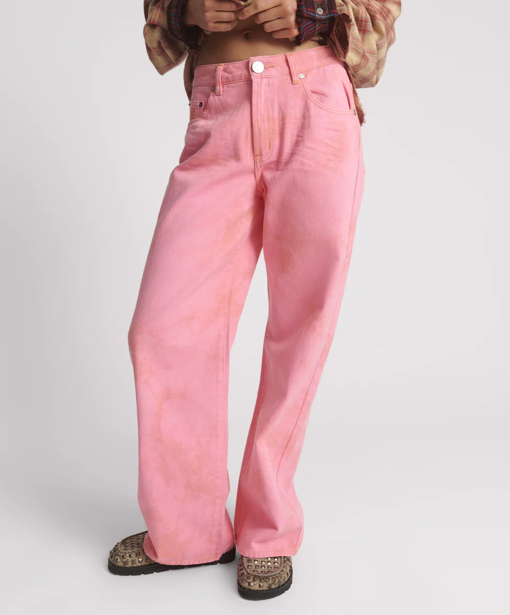 Jackson Mid Waist Wide Leg Denim Jeans - Pink Kiss - Image 2