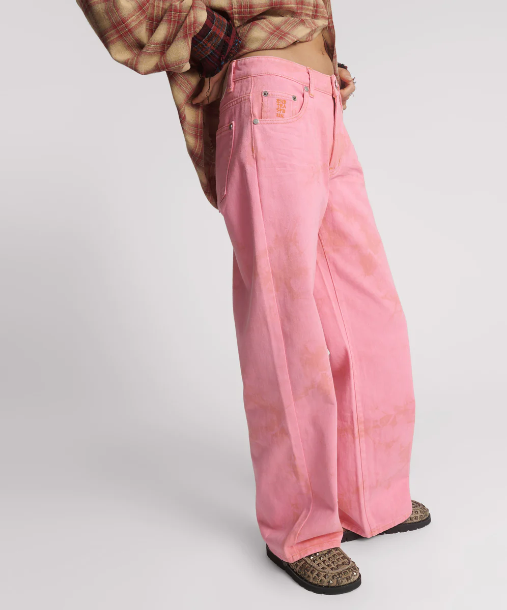 Jackson Mid Waist Wide Leg Denim Jeans - Pink Kiss - Image 5
