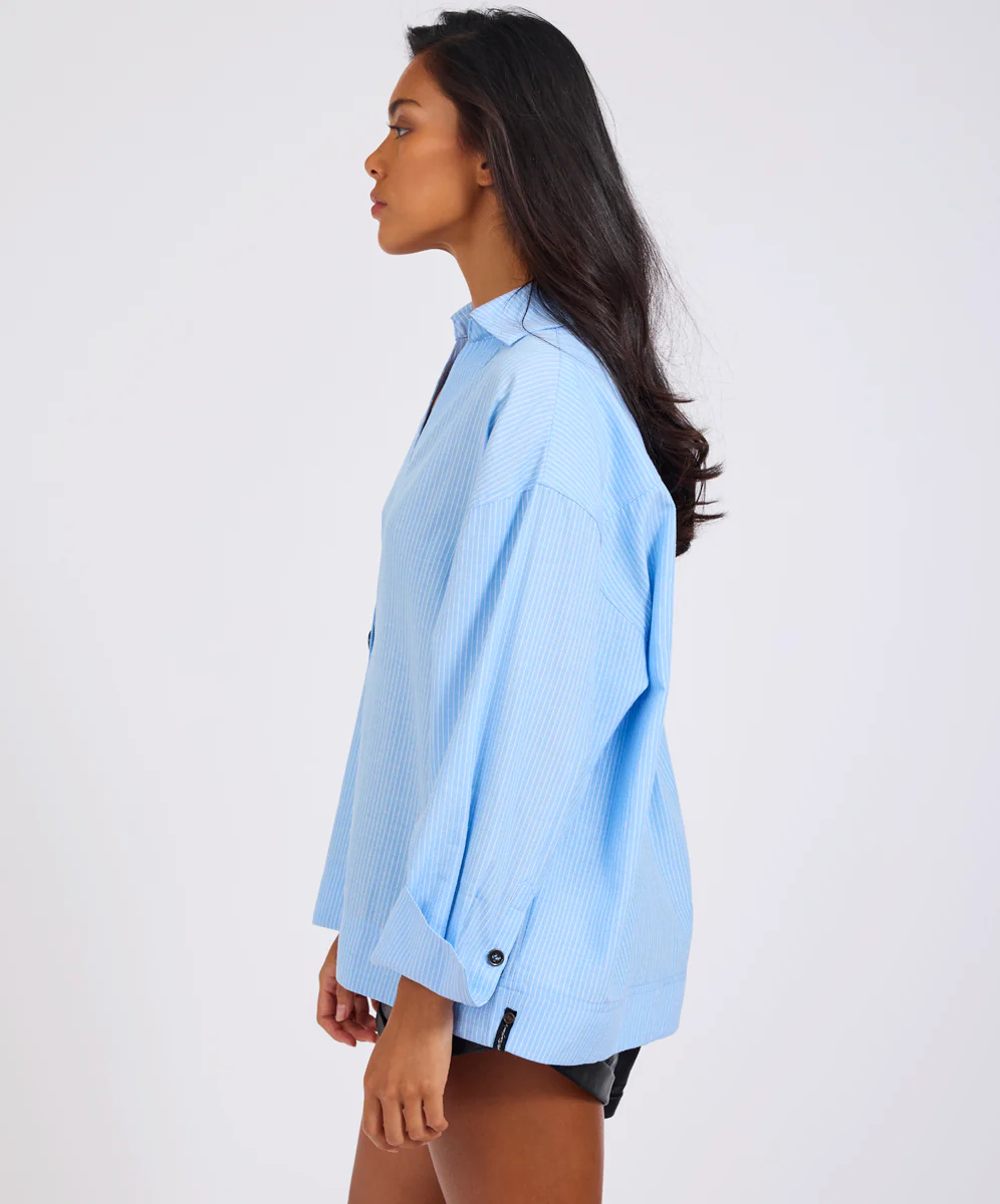 Powerhouse Oversized Longsleeve Pinstripe Shirt - Blue - Image 6