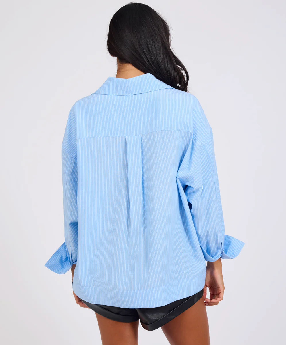Powerhouse Oversized Longsleeve Pinstripe Shirt - Blue - Image 7
