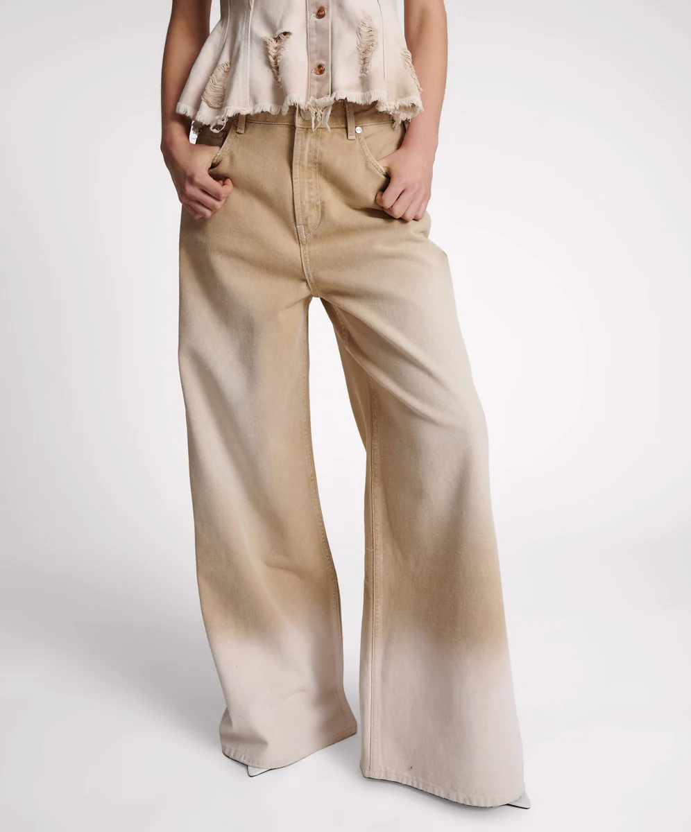 Love Machines Mid Waist Super Wide Leg Denim Jeans - Butterscotch - Image 2