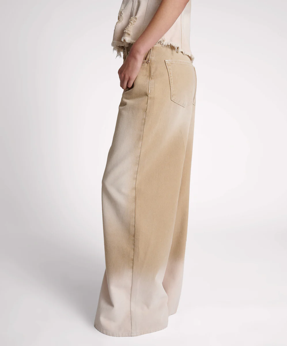 Love Machines Mid Waist Super Wide Leg Denim Jeans - Butterscotch - Image 3