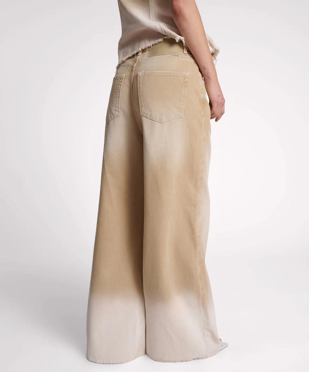 Love Machines Mid Waist Super Wide Leg Denim Jeans - Butterscotch - Image 5