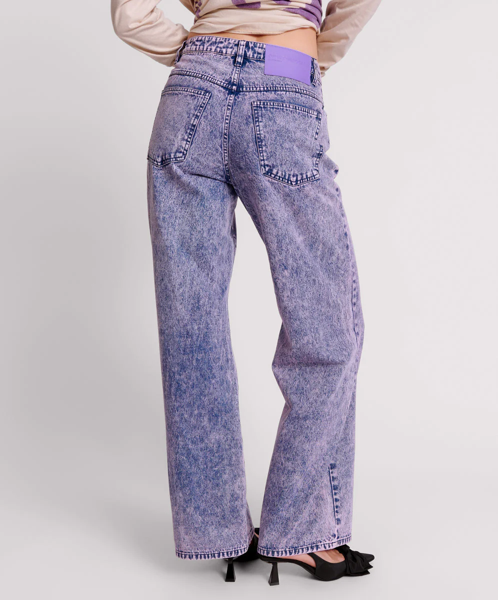 Jackson Mid Waist Wide Leg Denim Jeans - Purple - Image 5