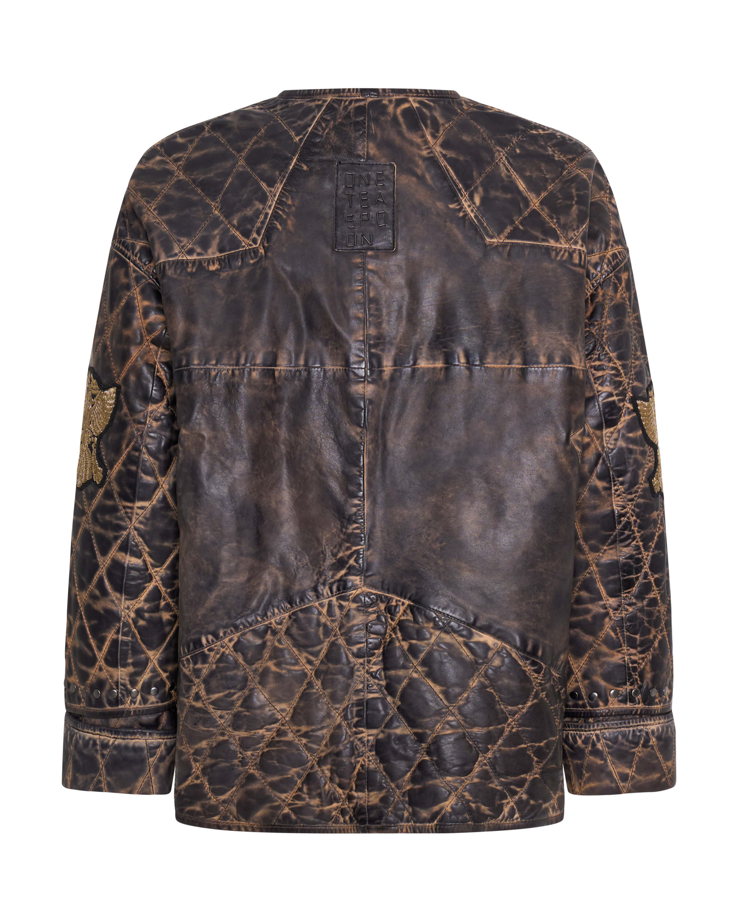 Quilted Star Leather Jacket - Black Tobacco - Image 7