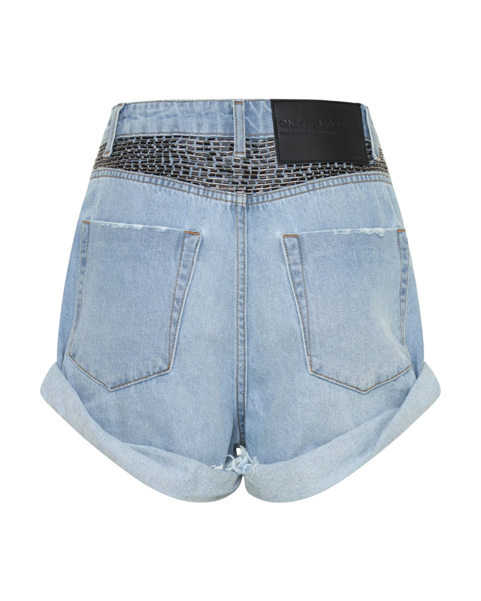 Bandits High Waist Sequin Denim Shorts - Mid Blue - Image 7