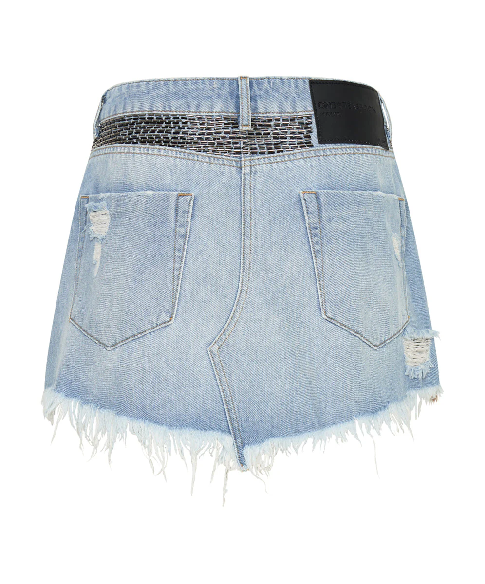 Junkyard Mini Denim Skirt - Mid Blue - Image 7