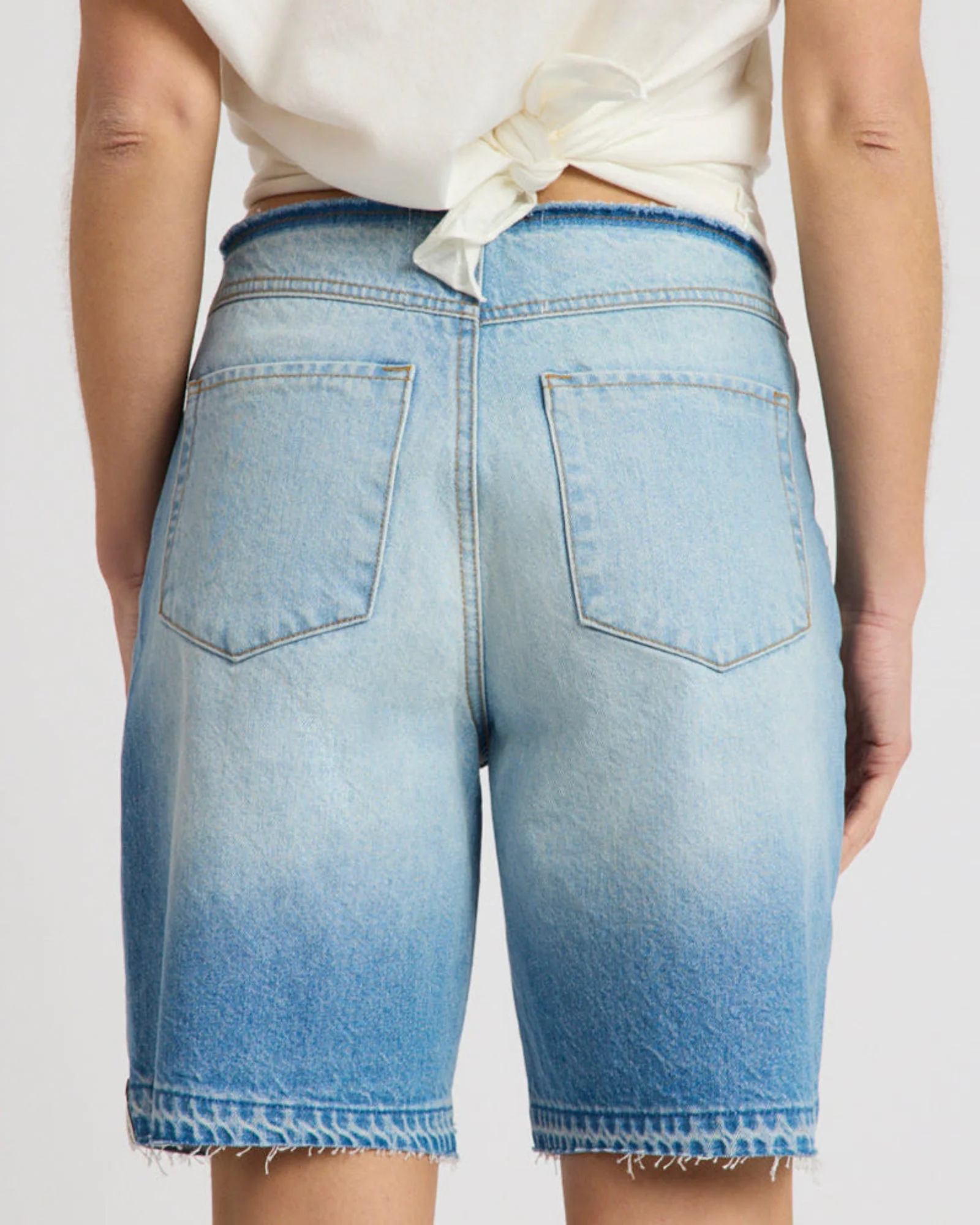 Rambler Mid Waist Wide Leg Boyfriend Denim Shorts - Endless Summer Blue - Image 4