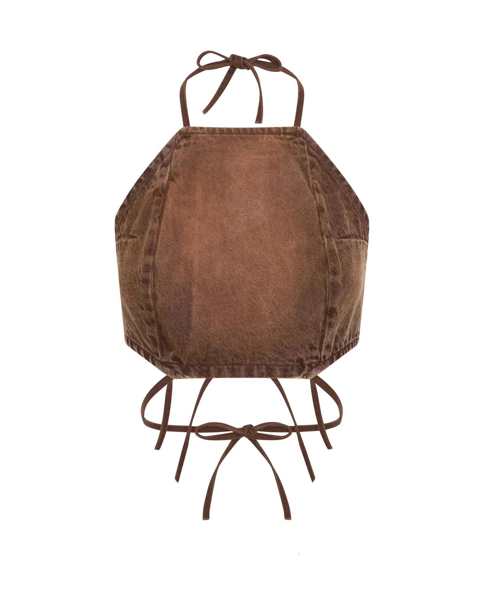 Denim Cowgirl Backless Crop Top - Ranch Brown - Image 8