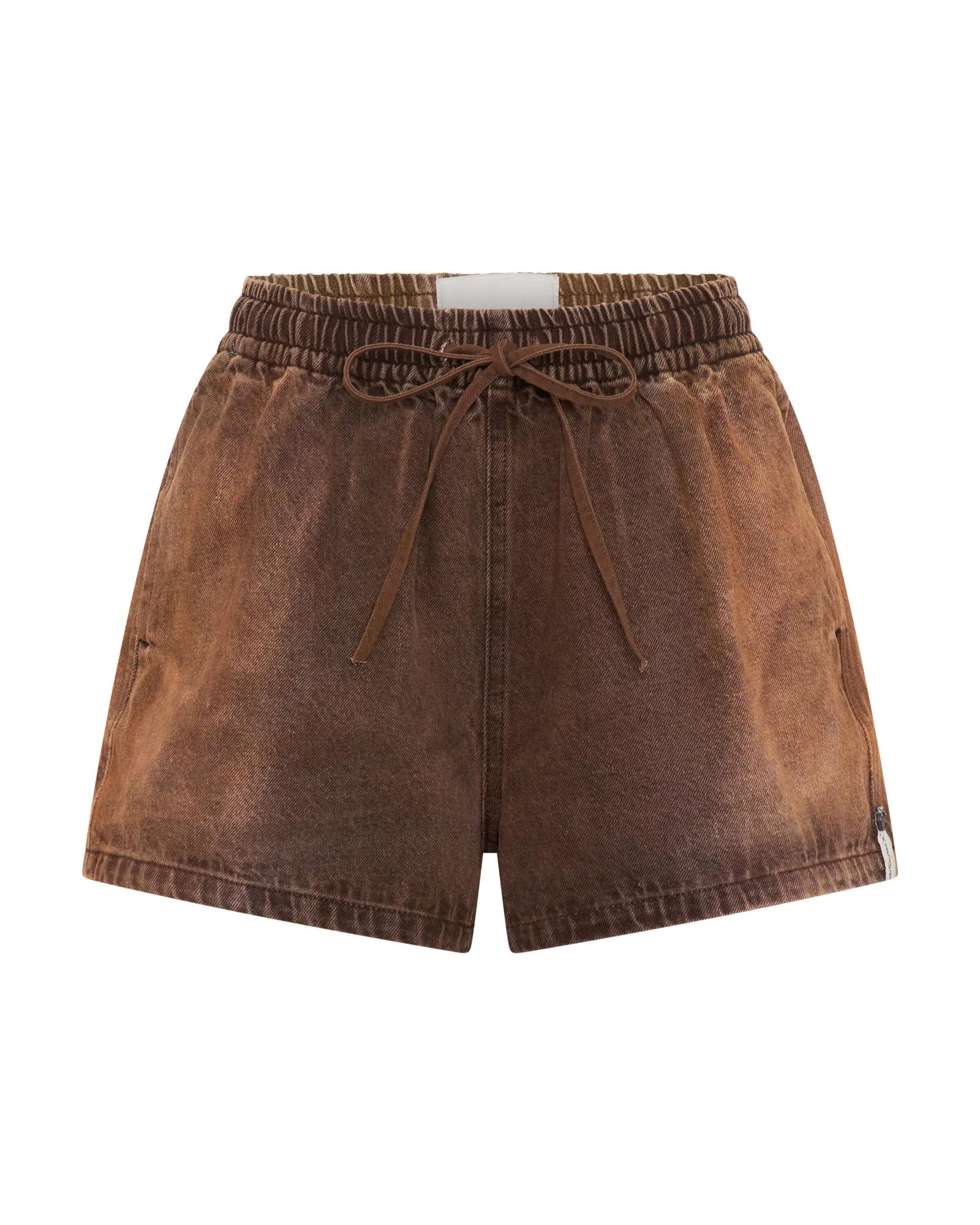 Boxer Drawstring Waist Denim Shorts - Ranch Brown - Image 8