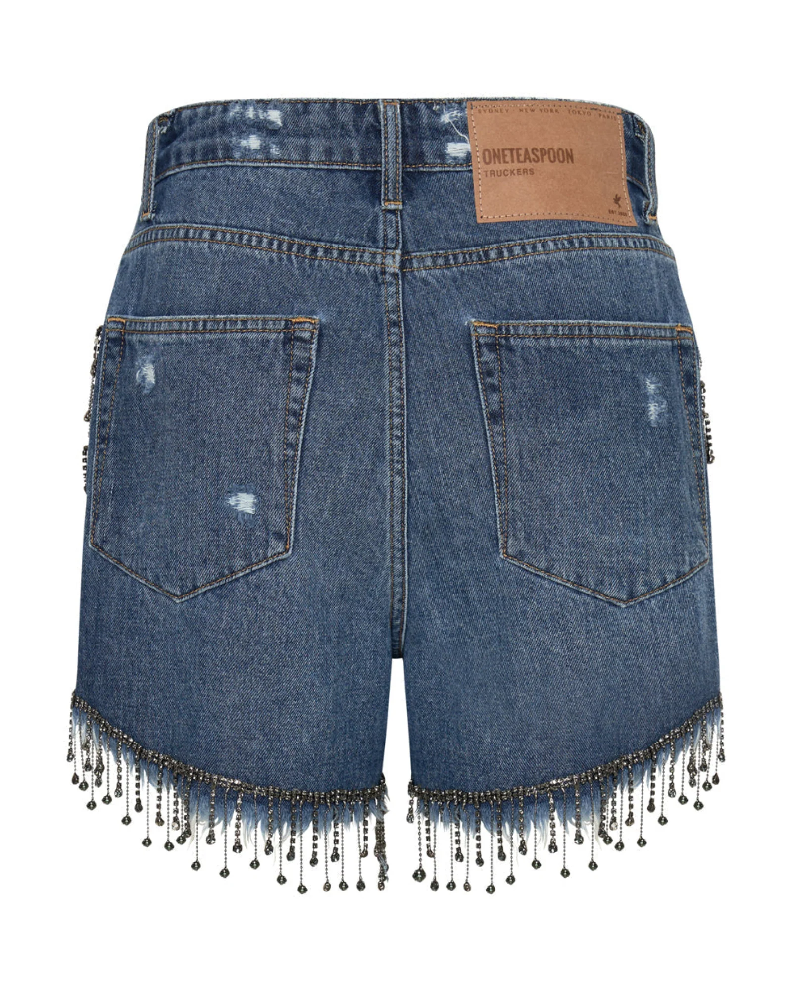 Truckers Mid Waist Relaxed Denim Shorts - Rosewood - Image 7