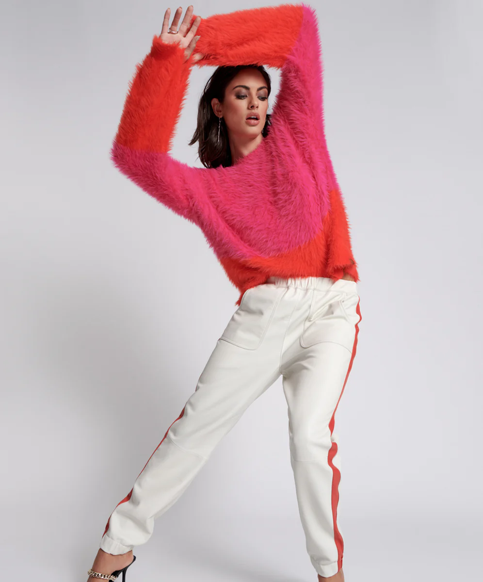 RED LINE LEATHER TRACK PANTS - Image 3