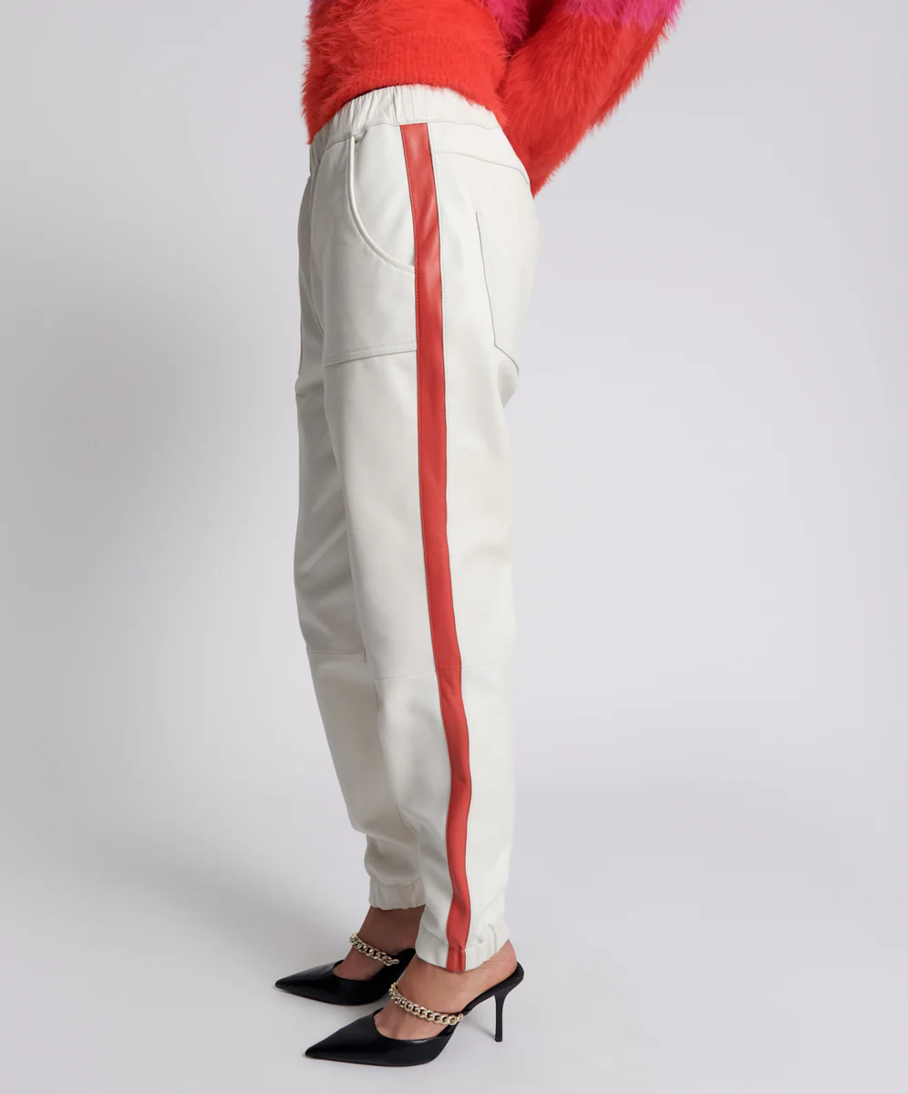 RED LINE LEATHER TRACK PANTS - Image 6